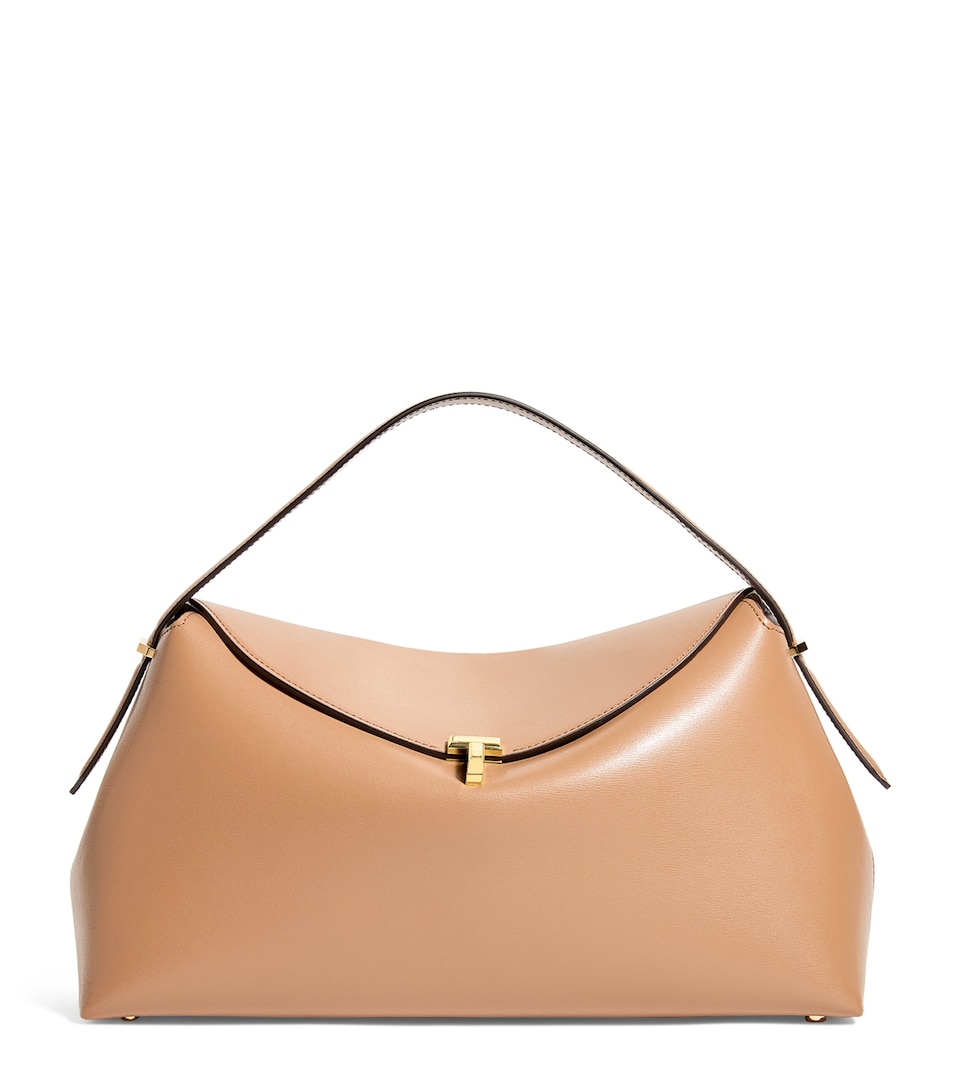 Large Leather T-Lock Top-Handle Bag