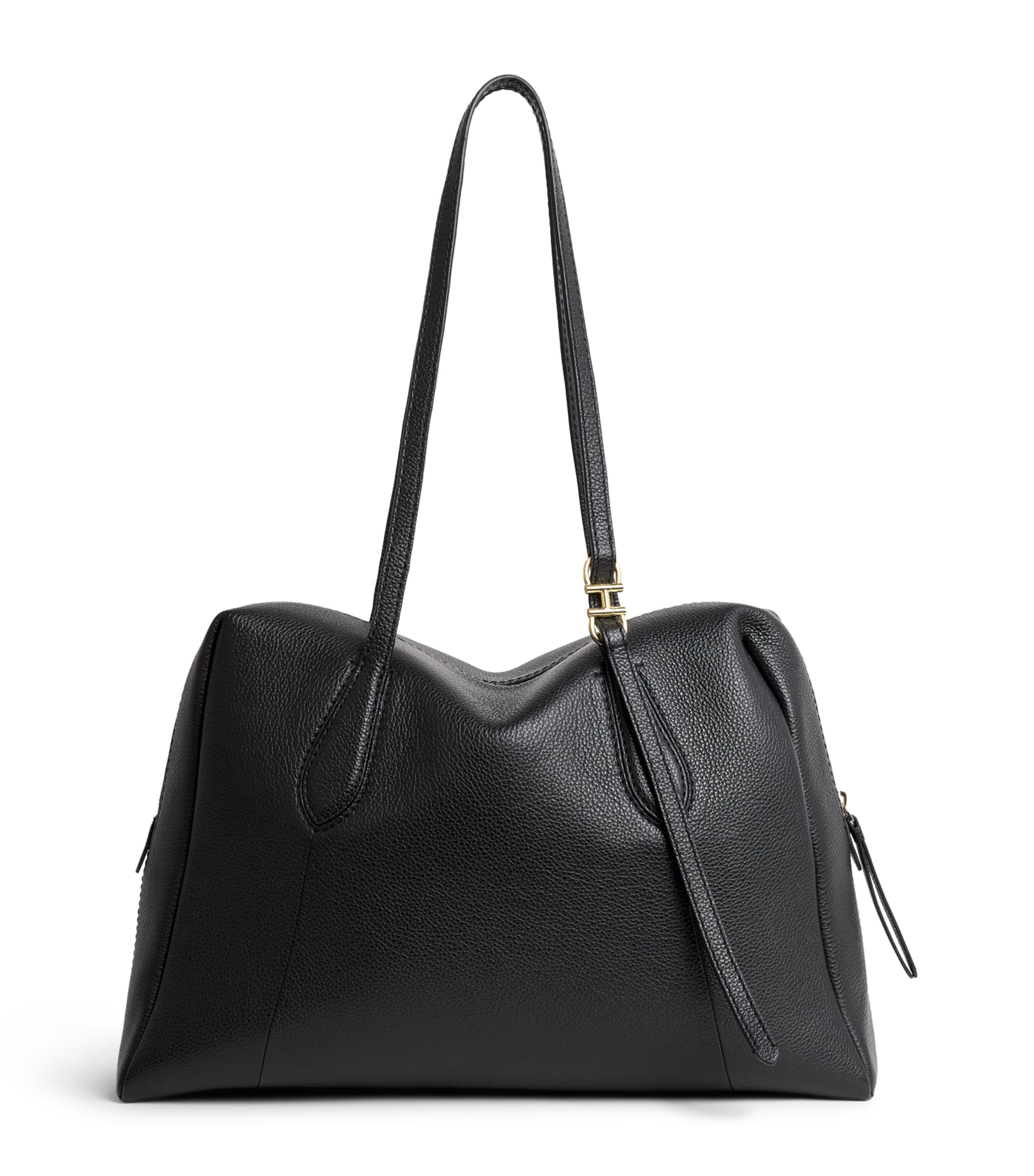 Harrods Medium Leather Wren Shoulder Bag Black