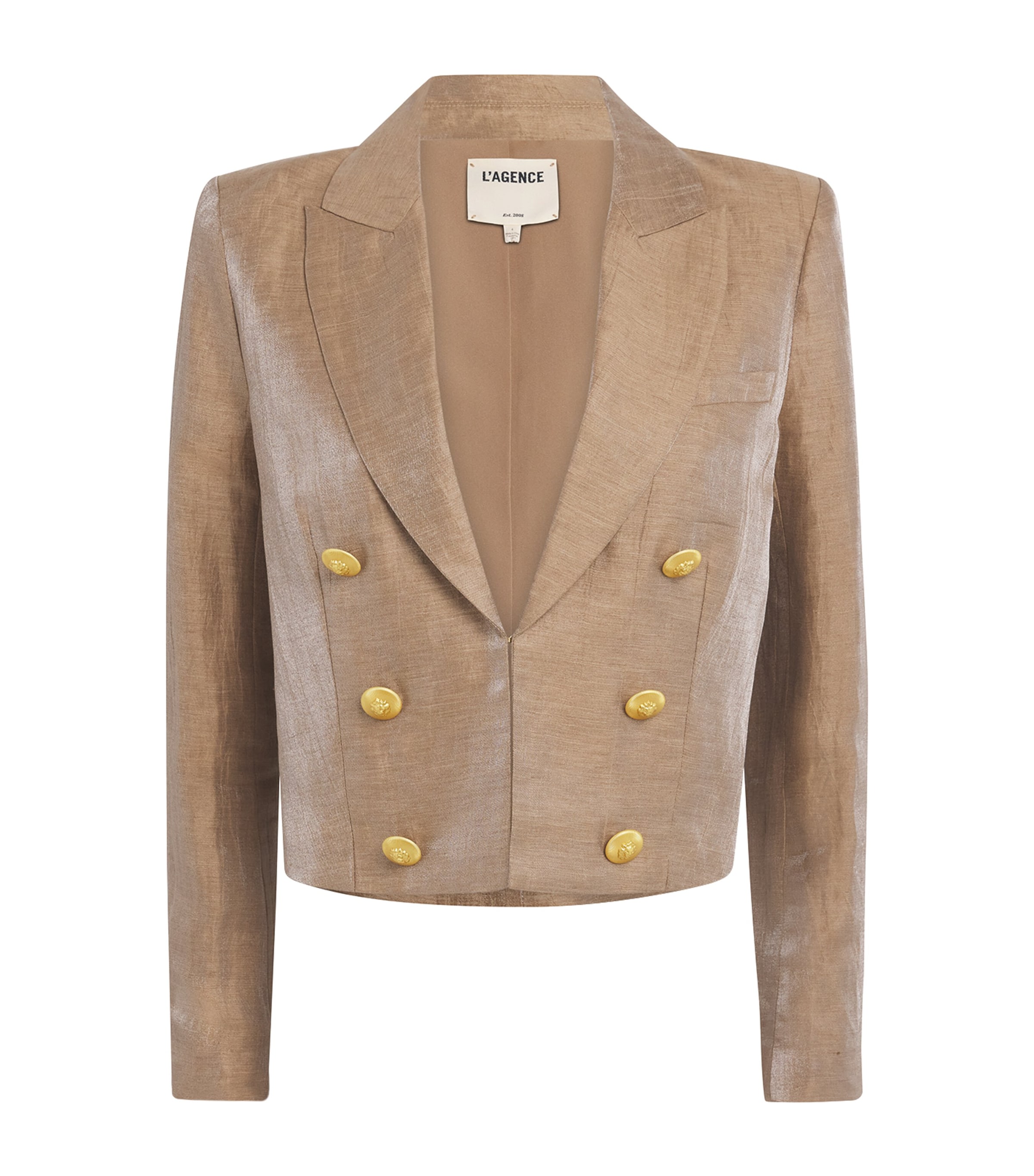 L'Agence Womens Linen-Blend Inez Blazer Ltgd Latte/gold