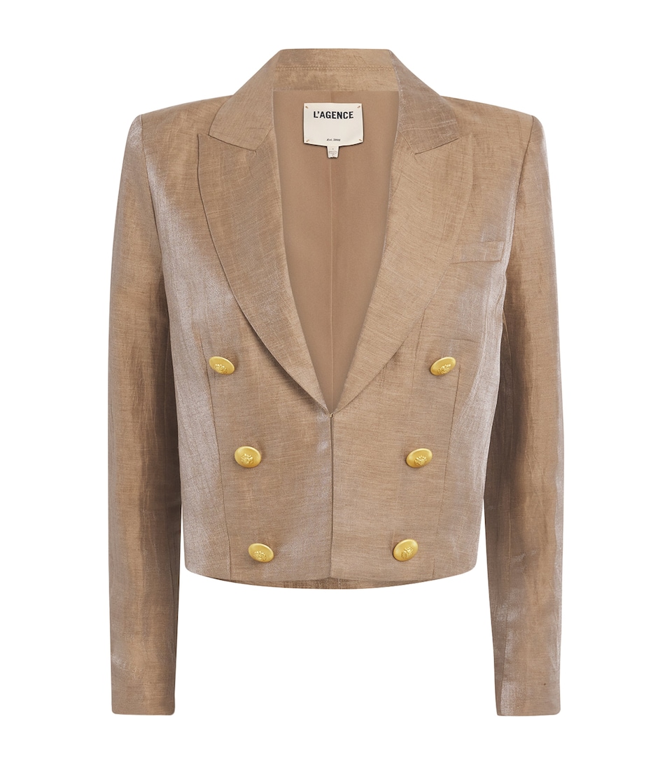 L'Agence Womens Linen-Blend Inez Blazer Ltgd Latte/gold