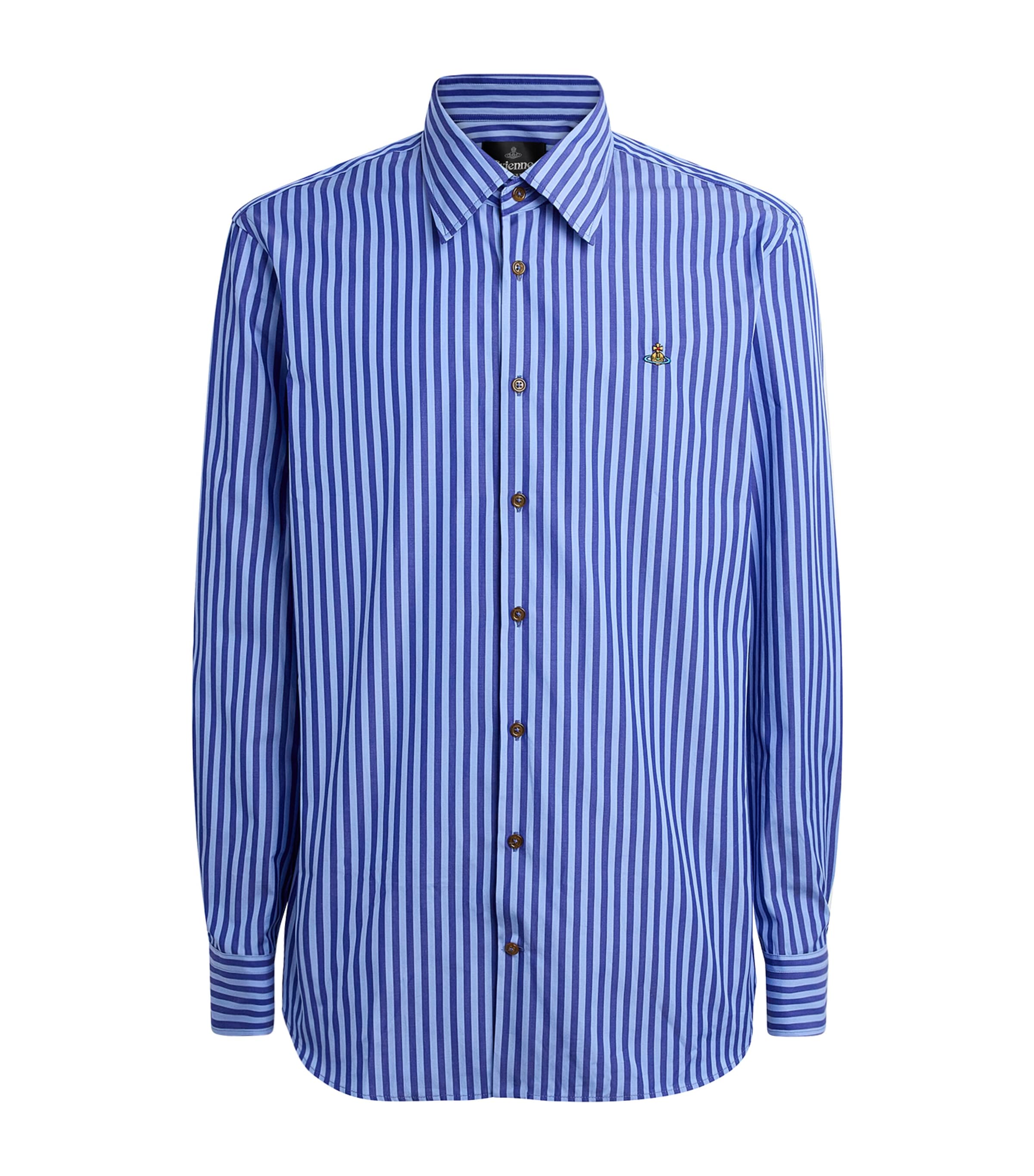 Vivienne Westwood Mens Organic Cotton Stripe Ghost Shirt Blue Stripe