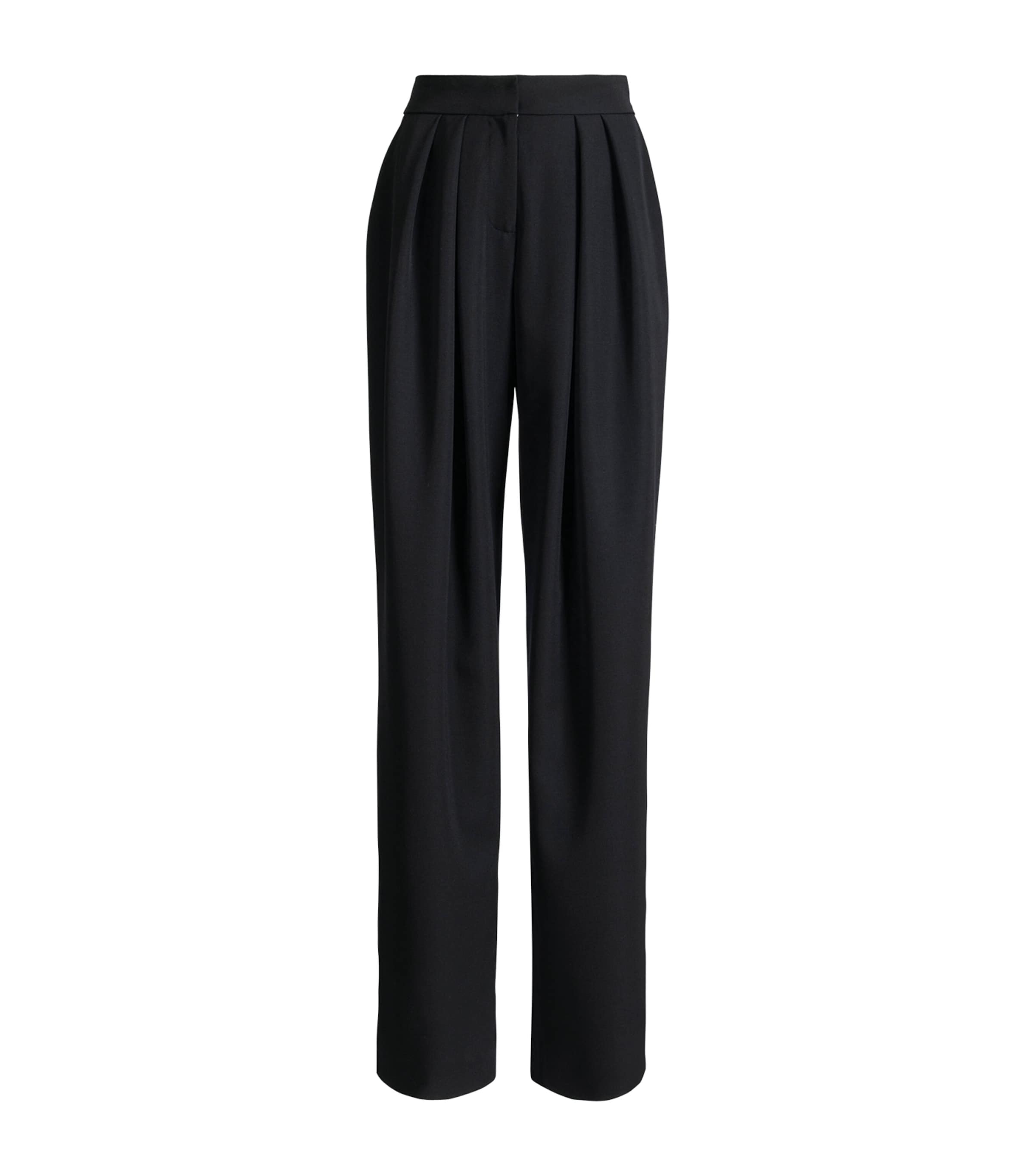 Balmain Womens Virgin Wool Wide-Leg Trousers Noir
