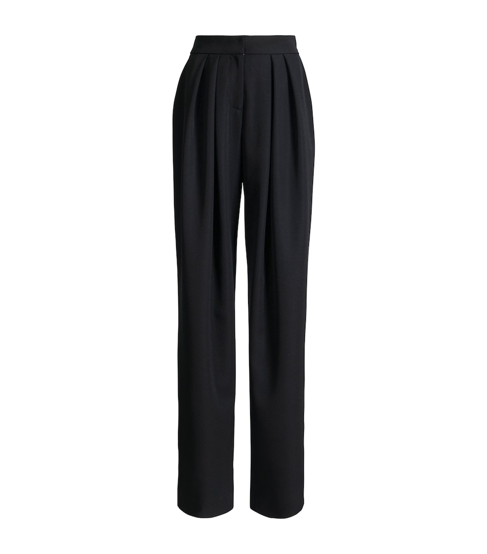 Balmain Womens Virgin Wool Wide-Leg Trousers Noir