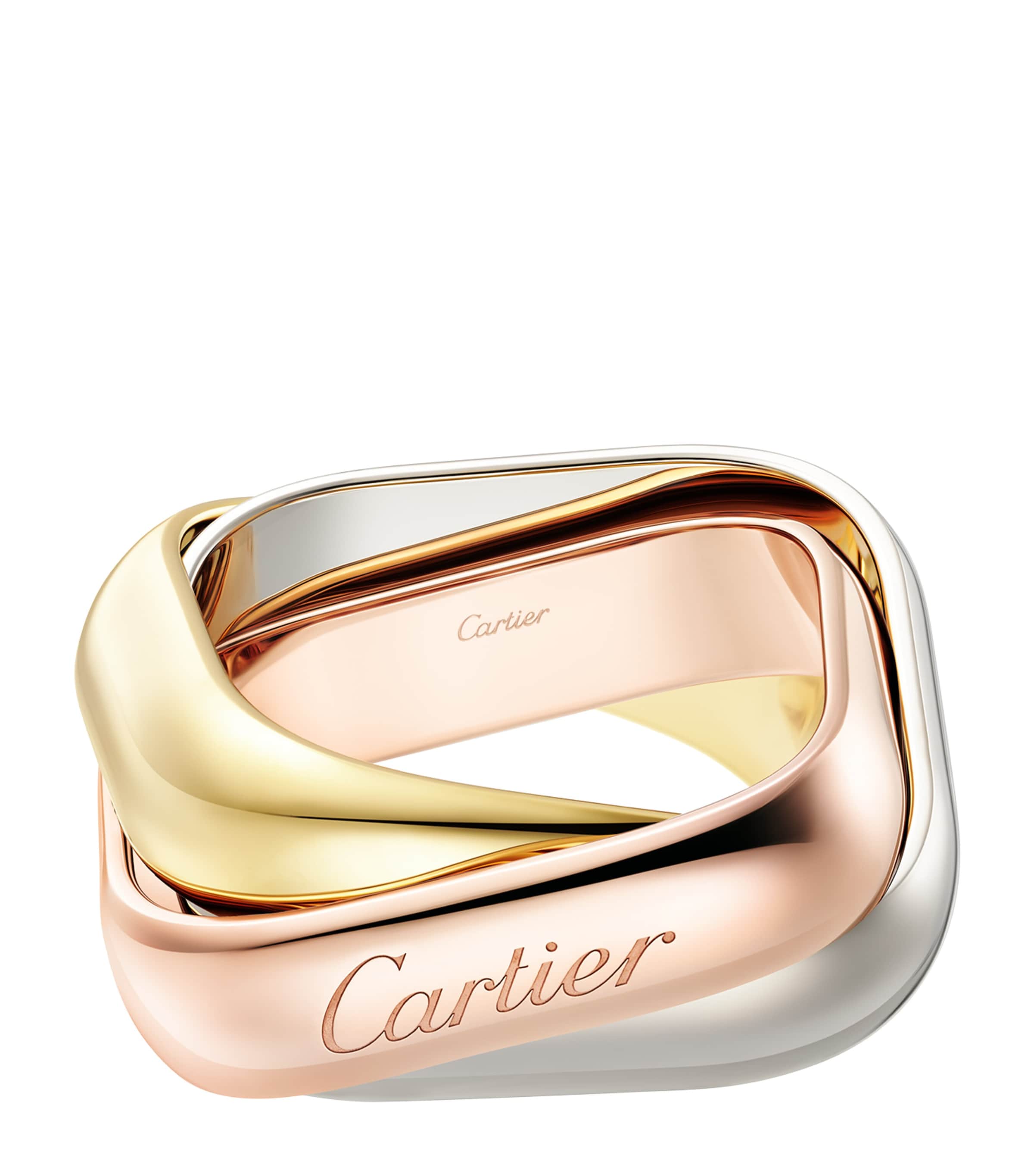 Large Yellow, White and Rose Gold Trinity Ring