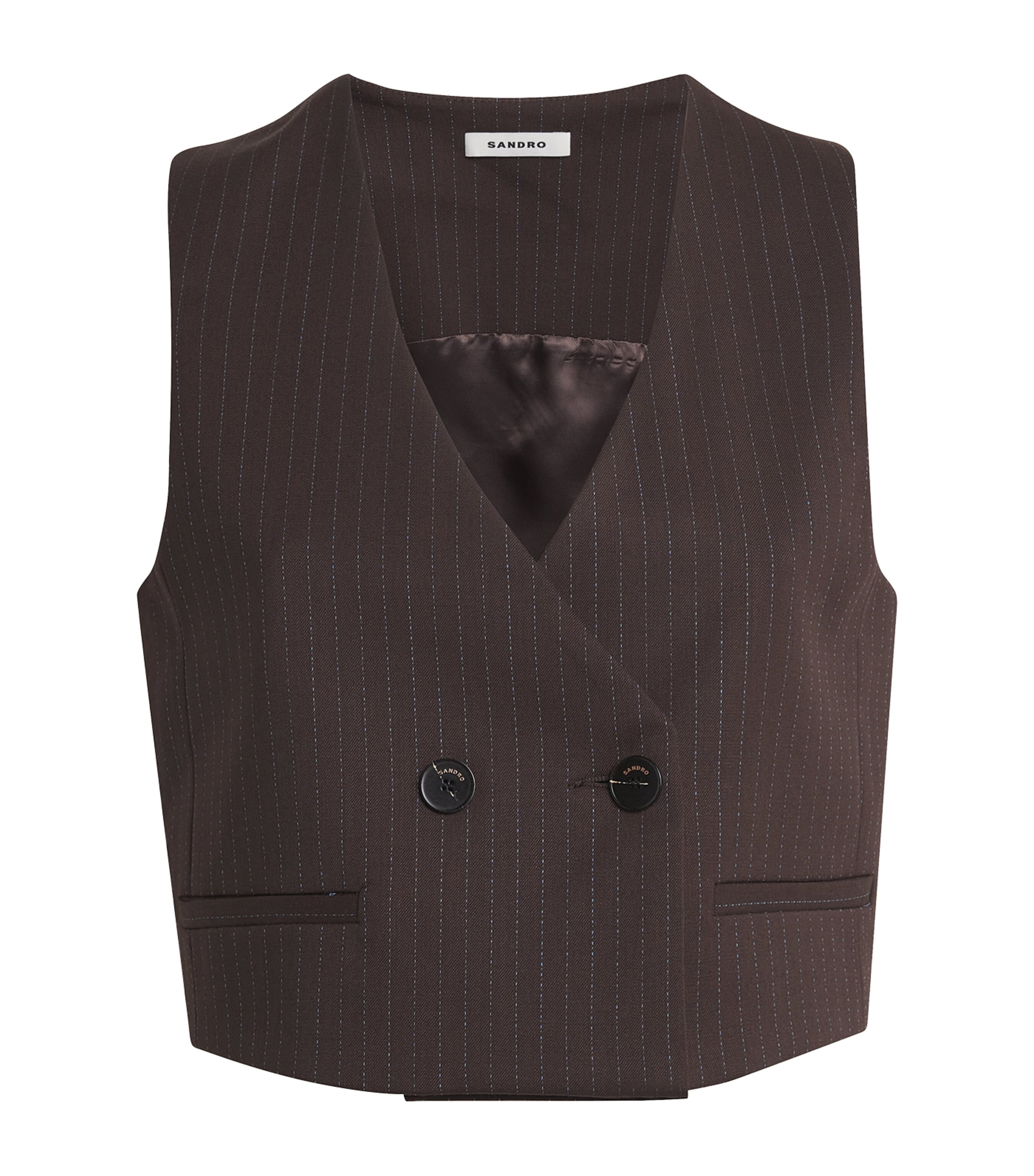 Sandro Paris Womens Striped Waistcoat Marron / Bleu