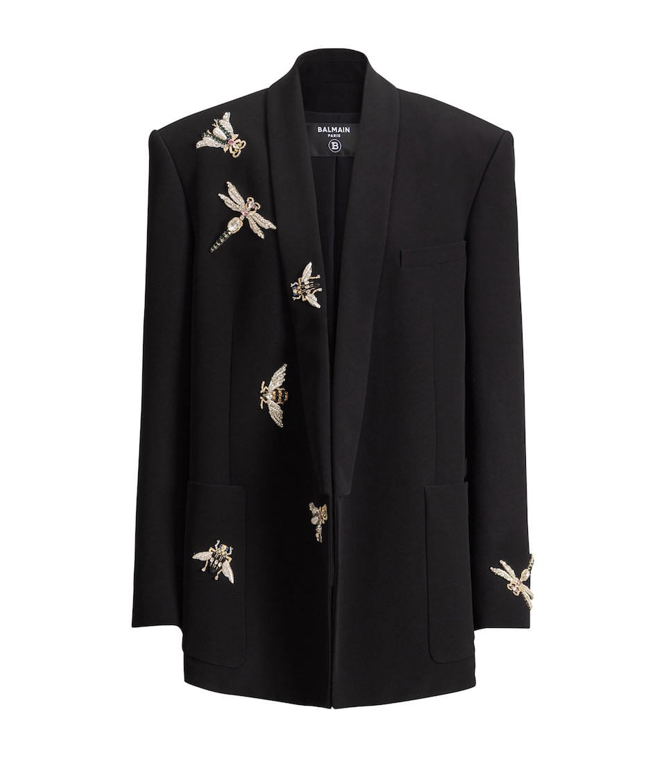 Balmain Womens Embellished Insect Blazer Eah Noir/multico