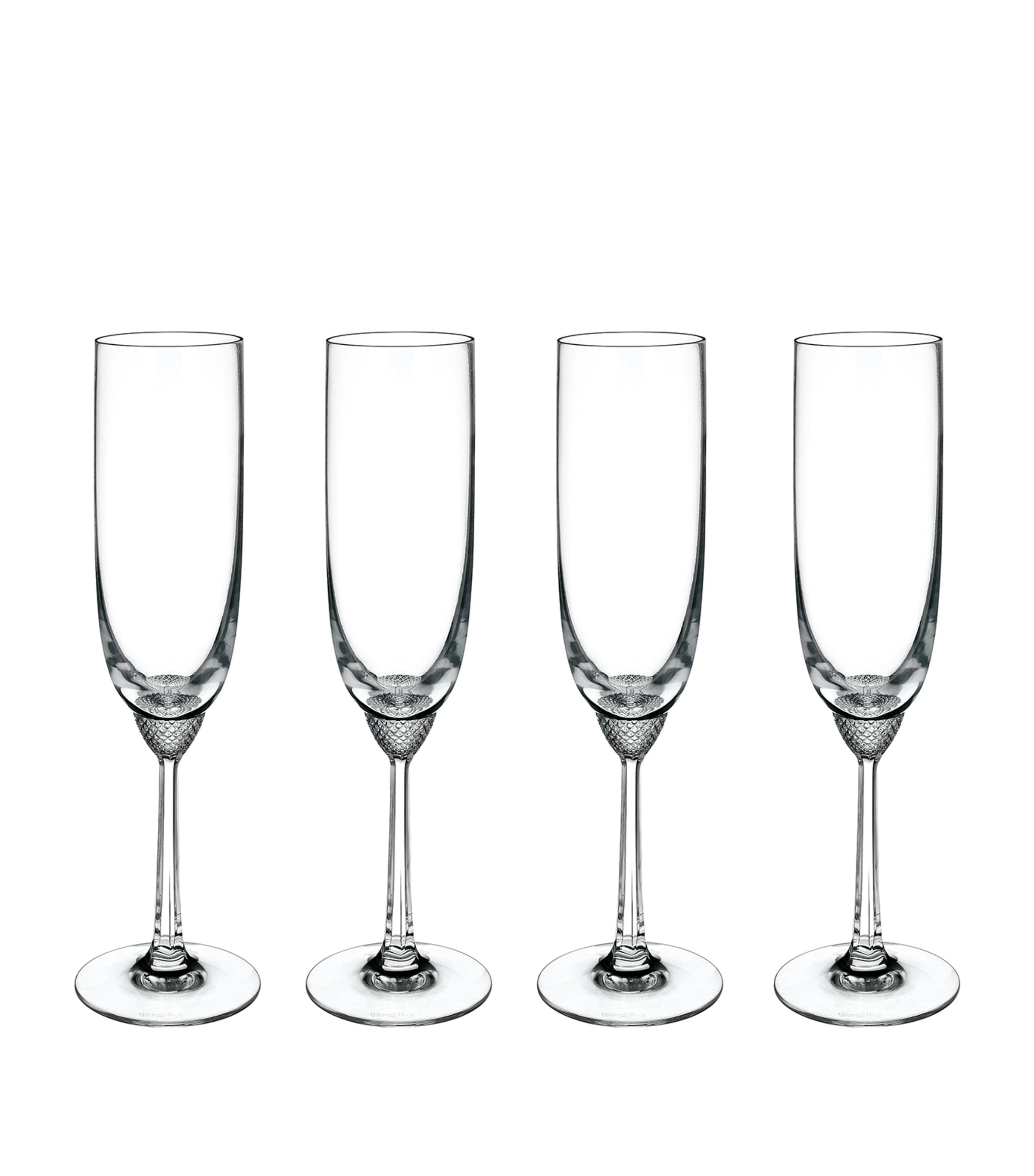 Set of 4 Crystal Octavie Champagne Flutes (120ml)