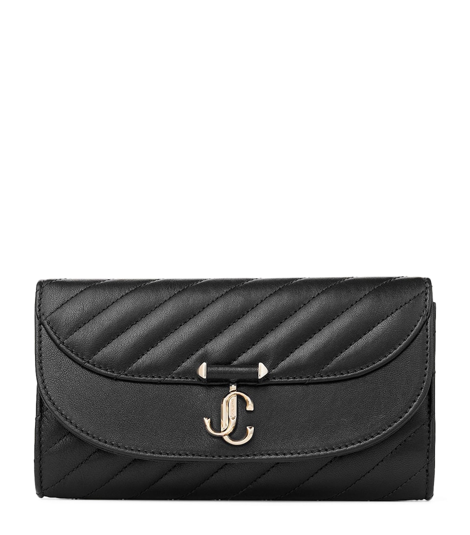 Jimmy Choo Quilted Leather Curve Chain Wallet Black/shiny Gold