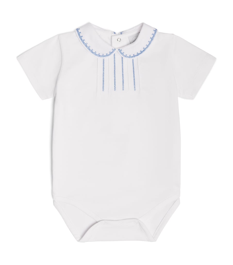 PEPA LONDON Cotton-Blend Embroidered Bodysuit (1-12 Months) Blue
