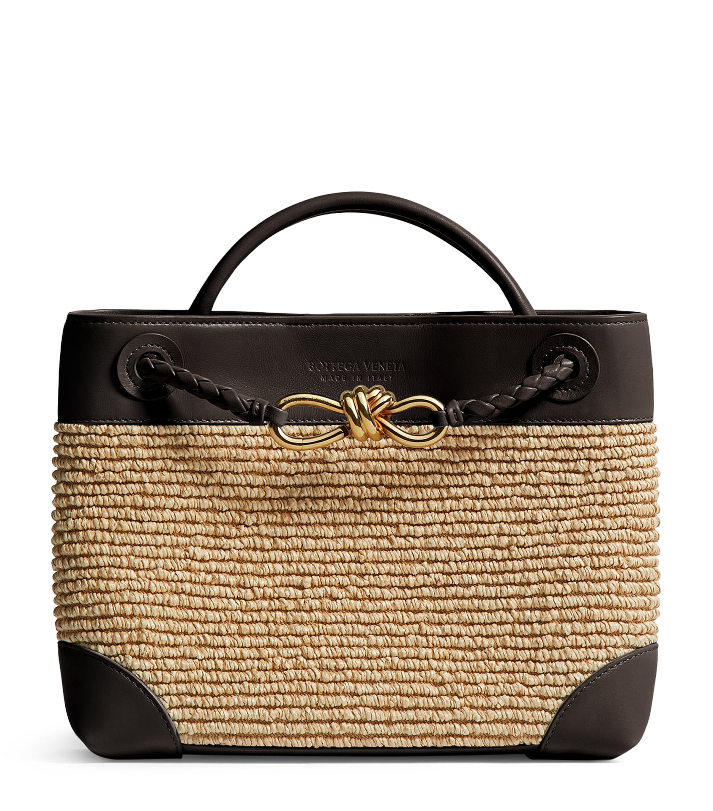 Bottega Veneta Small Raffia Andiamo Top-Handle Bag