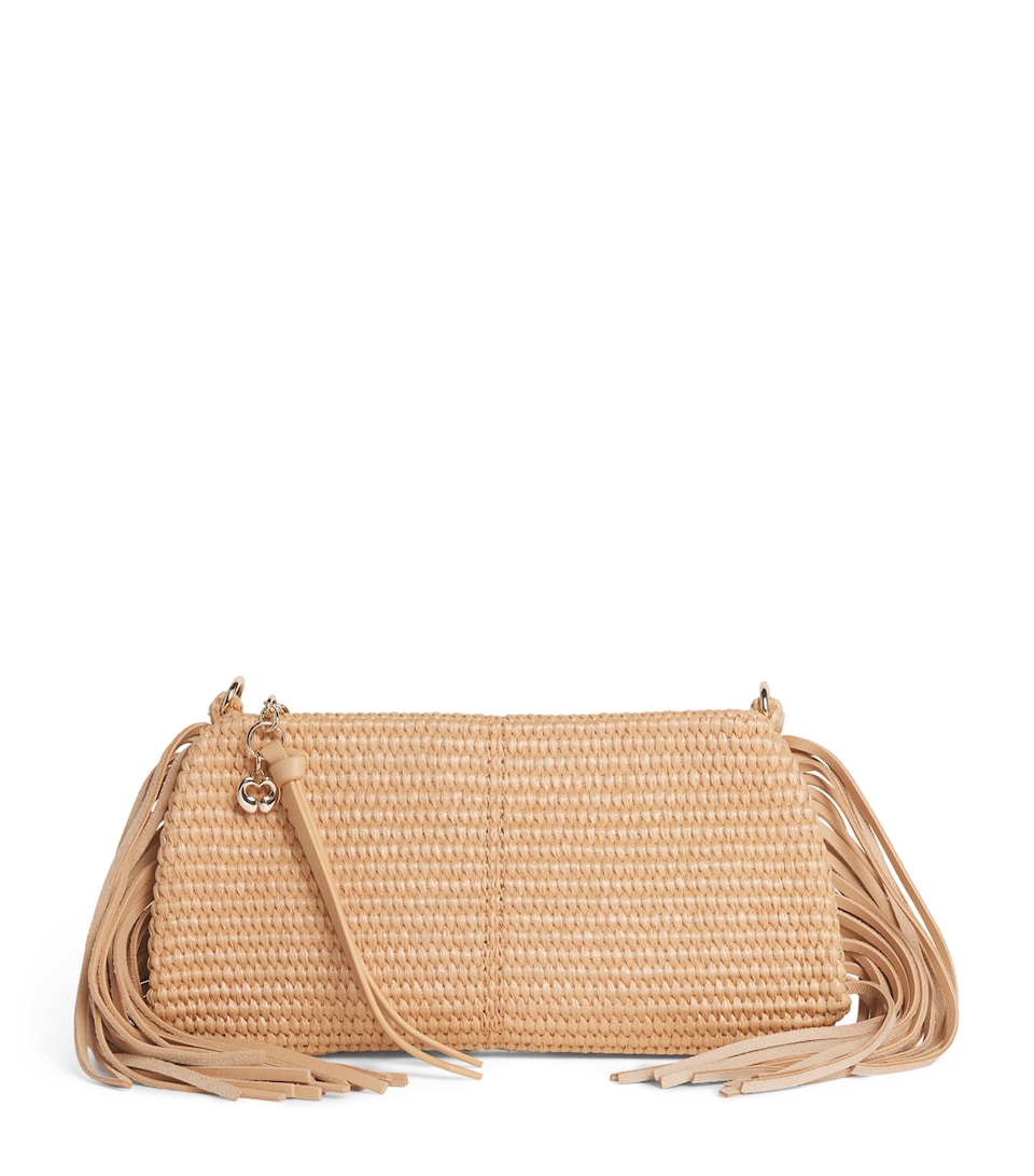 Maje Raffia Miss M Clutch Bag Beige
