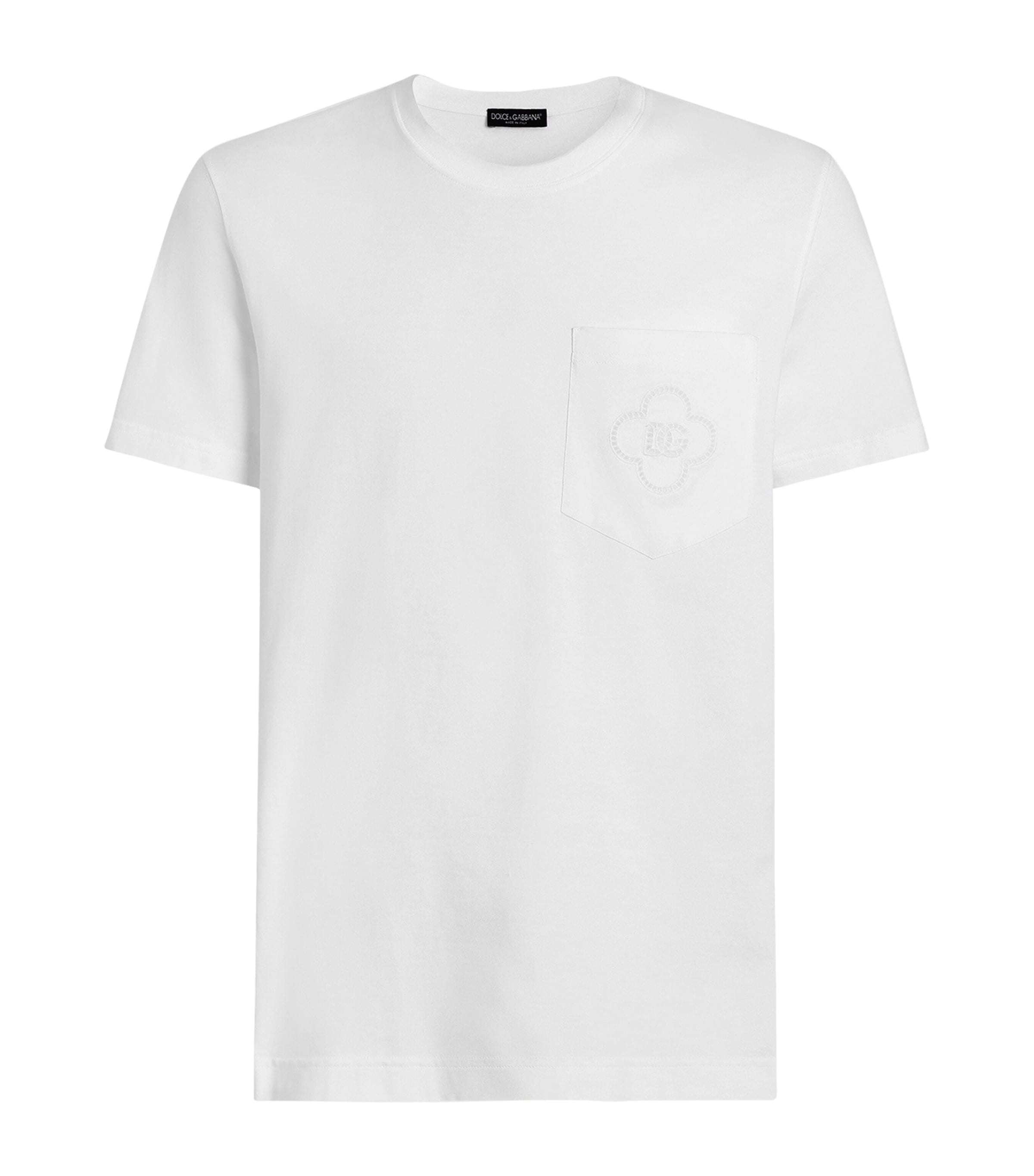 Dolce&Gabbana Mens Embroidered-Logo T-Shirt Optical White