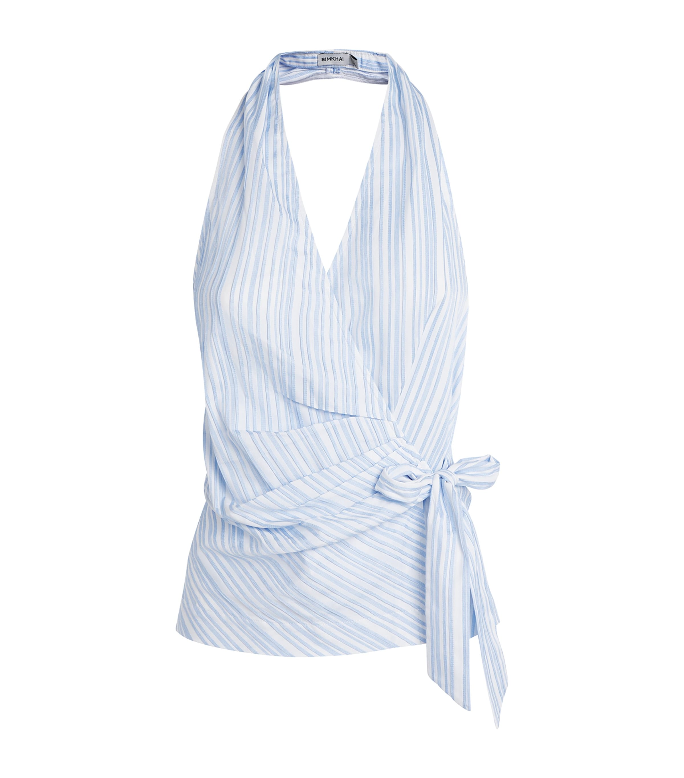 Simkhai Womens Bria Halterneck Top Blue Stripe