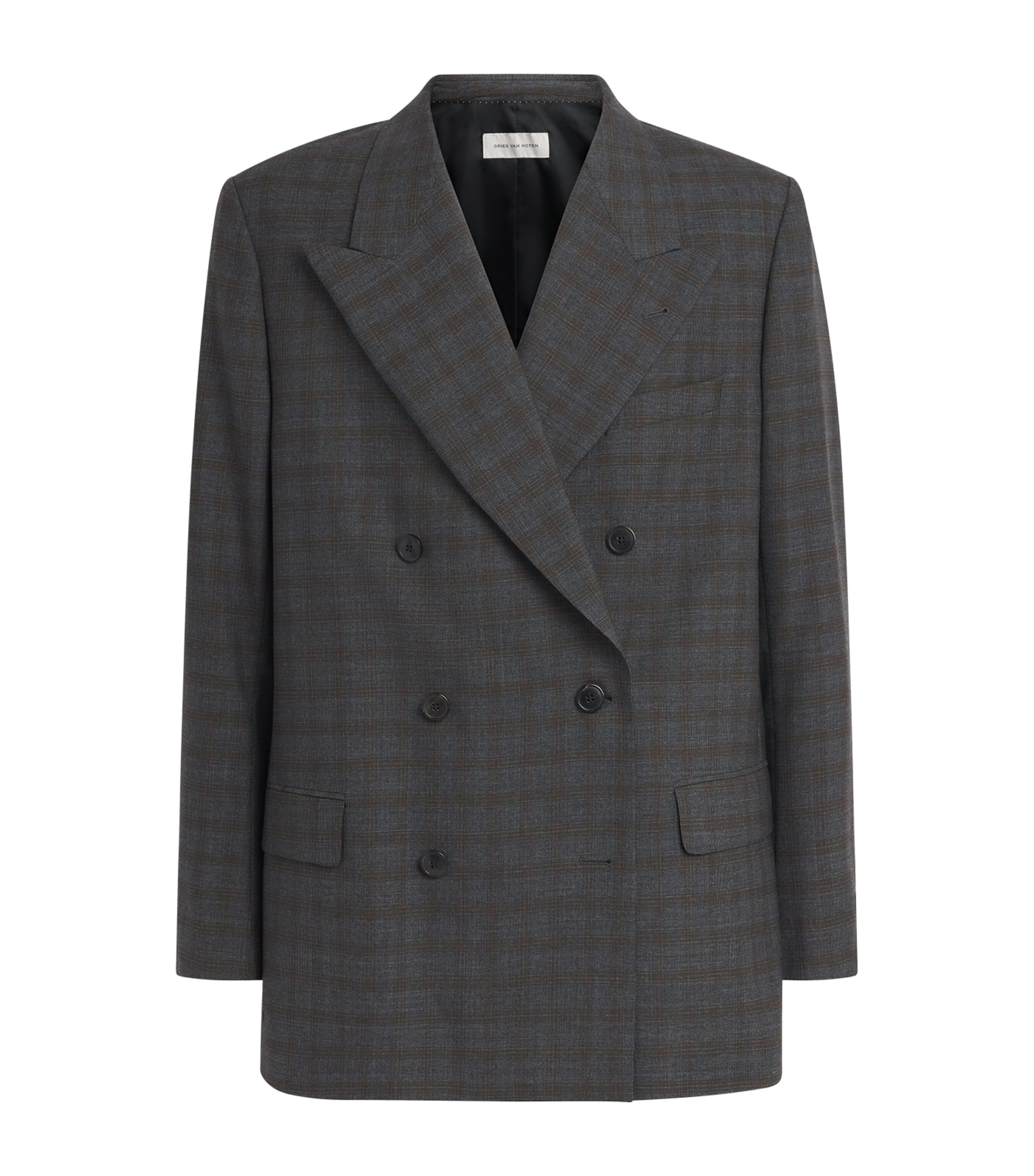 DRIES VAN NOTEN Mens Wool Check Double-Breasted Blazer