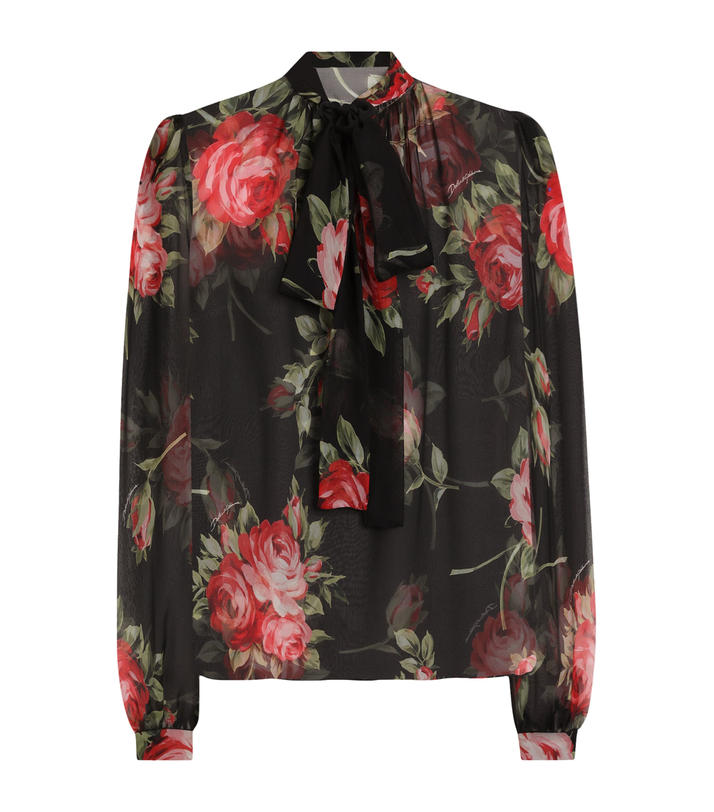 Silk Rose Print Blouse