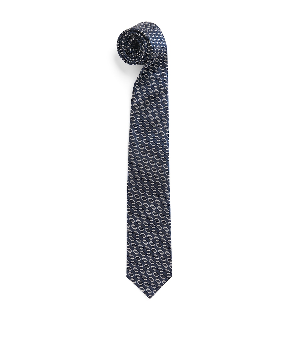 Isaia Silk Geometric Jacquard Tie