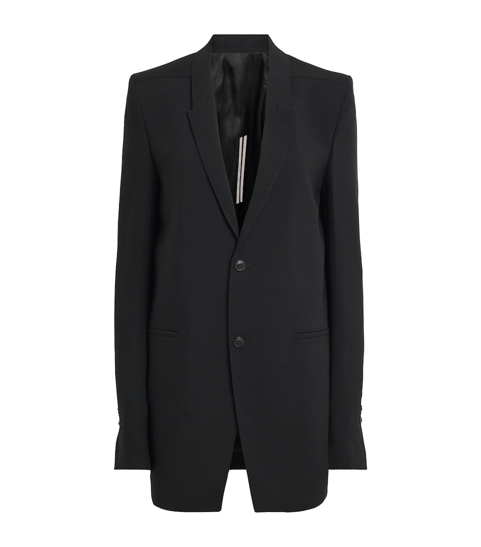 Rick Owens Womens Virgin Wool Concordian Blazer Black