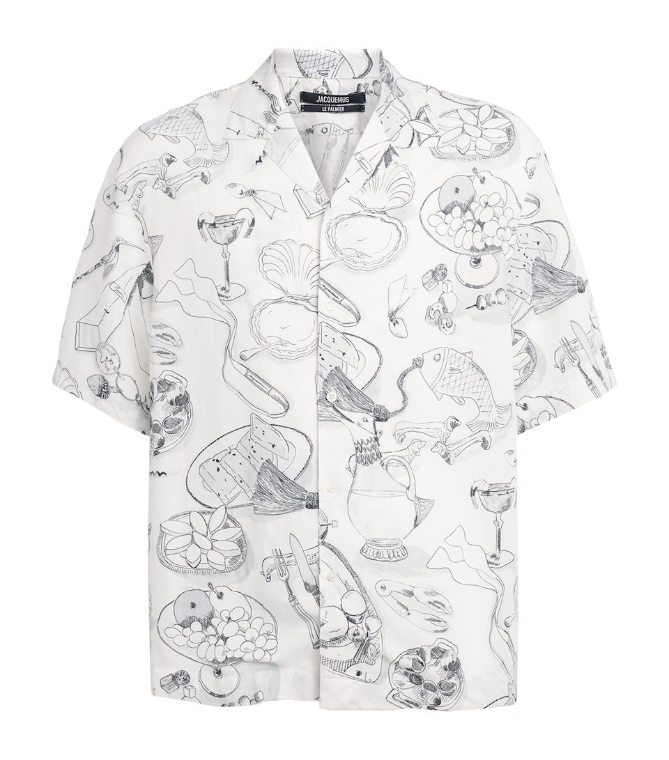 Jacquemus Mens Printed Cocktail Shirt Prnt Tbl Owht/bl
