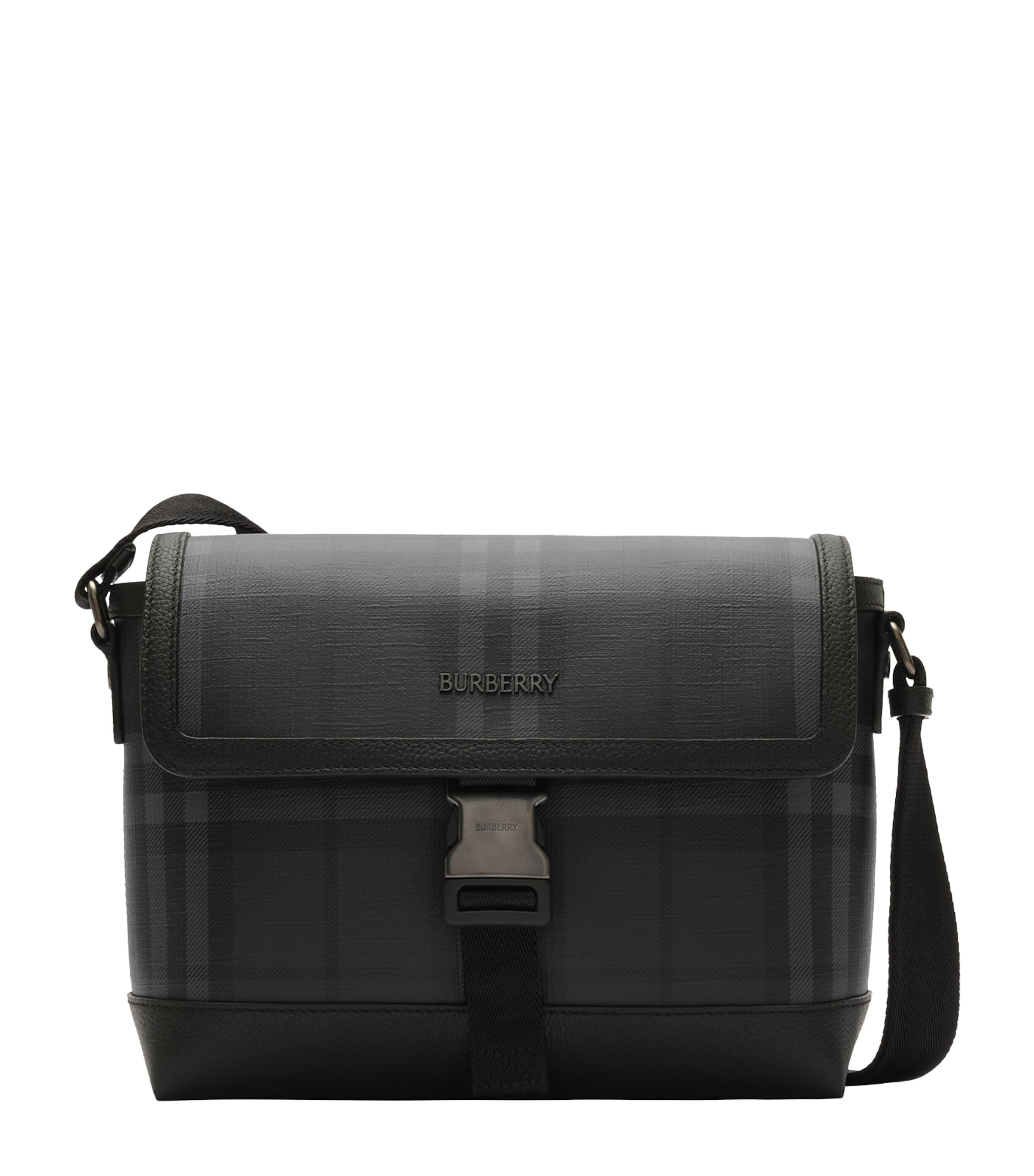 Burberry Small City Check Clip Messenger Bag Iron