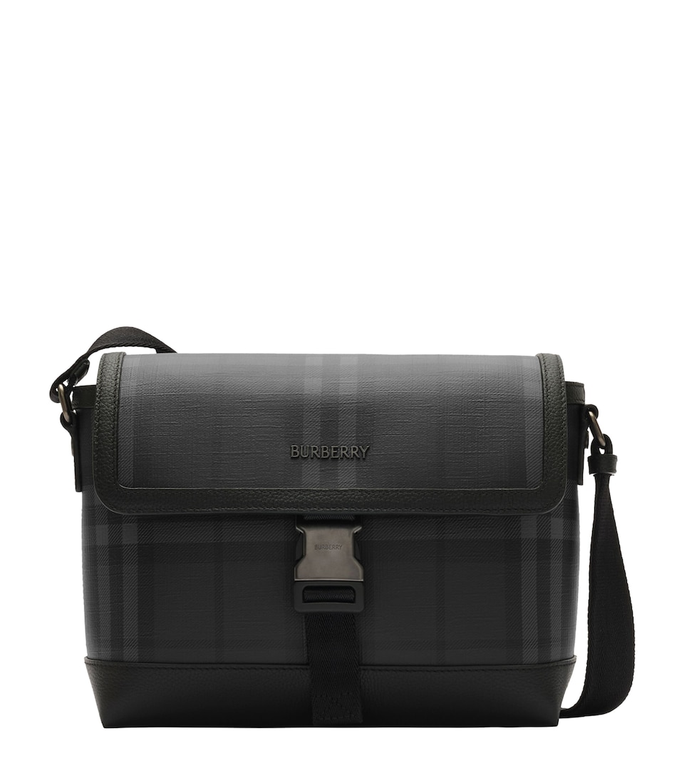 Burberry Small City Check Clip Messenger Bag Iron
