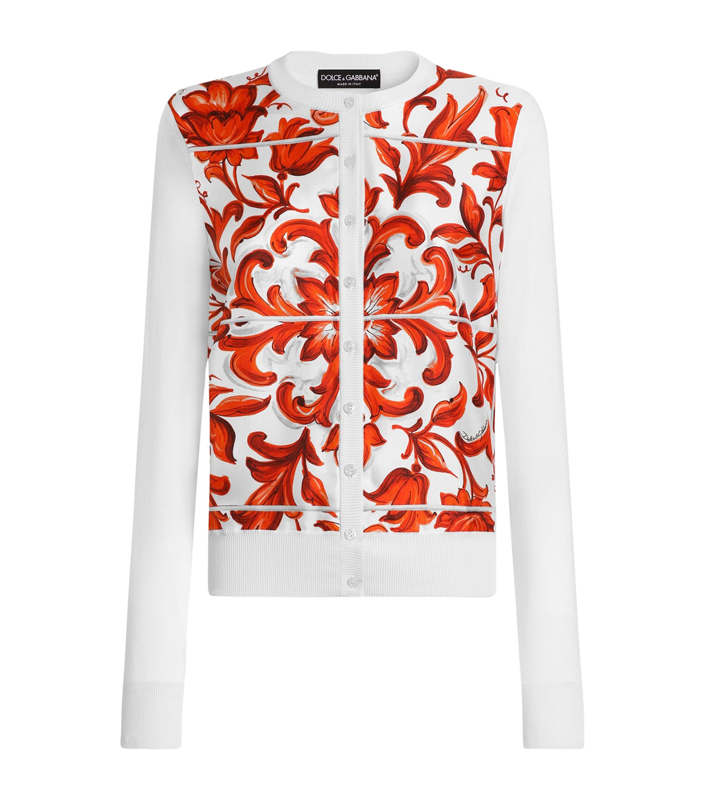Dolce&Gabbana Womens Silk Majolica Cardigan Maiolica Ora
