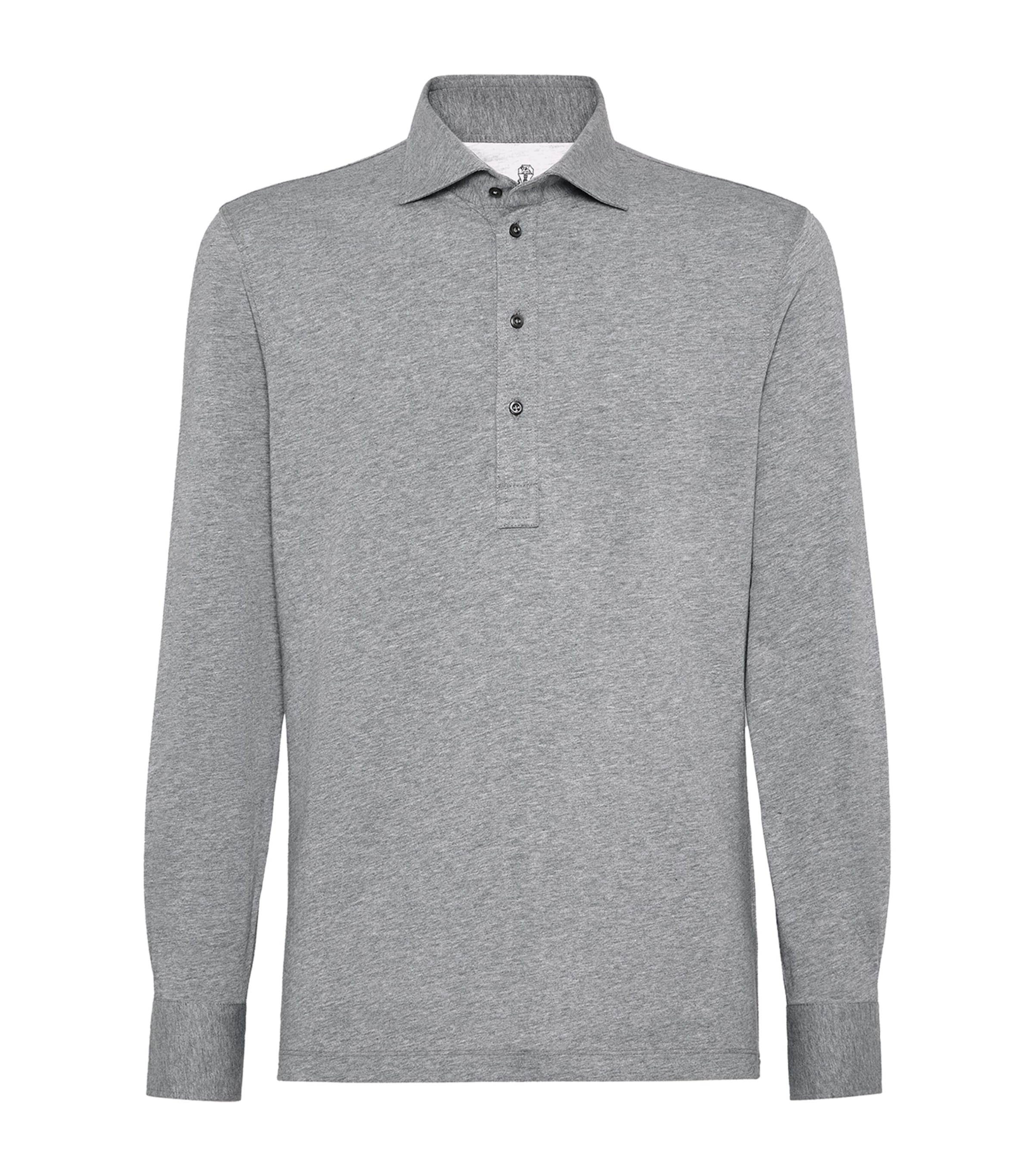 Cotton Long-Sleeve Polo Shirt
