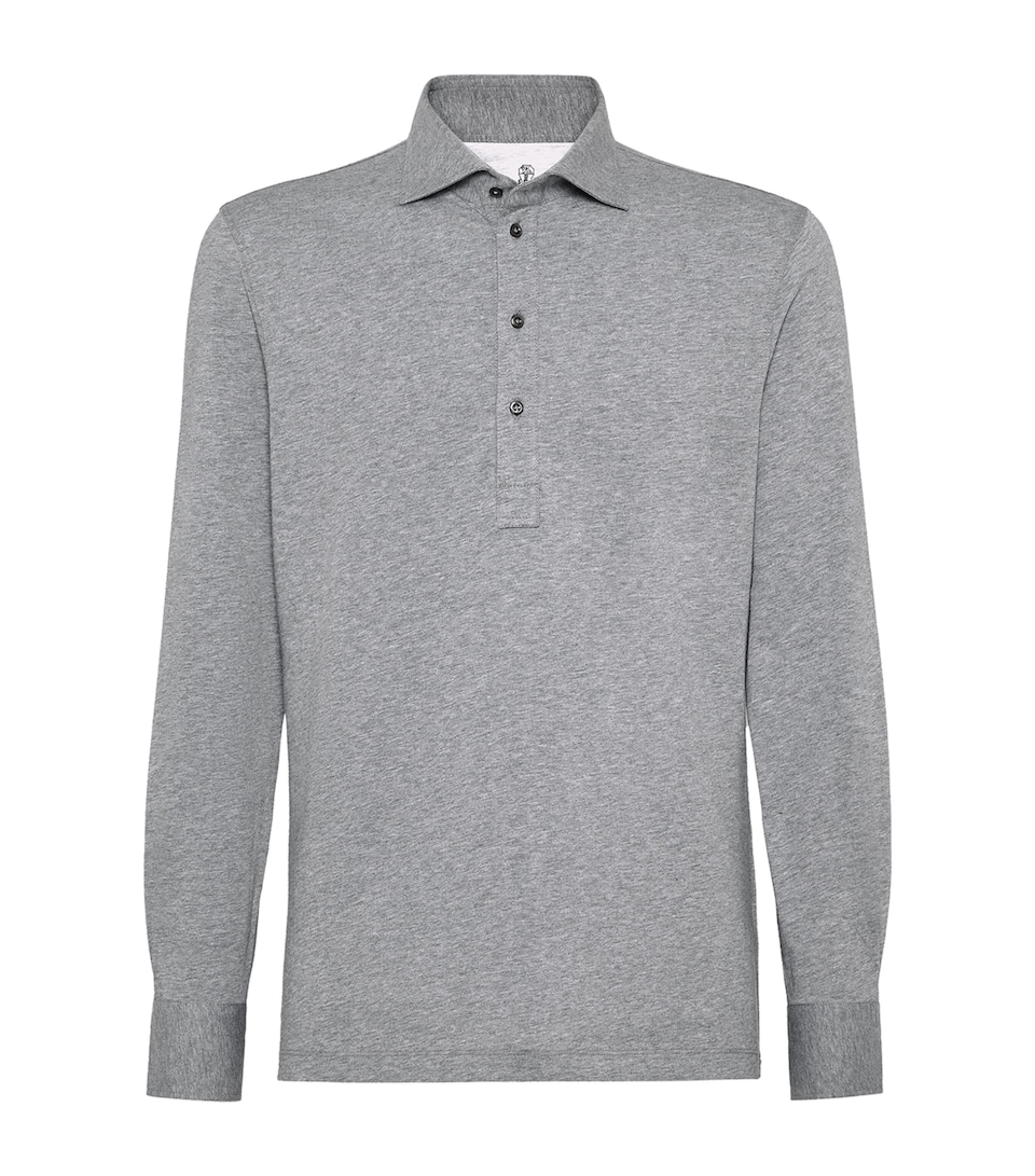 Cotton Long-Sleeve Polo Shirt