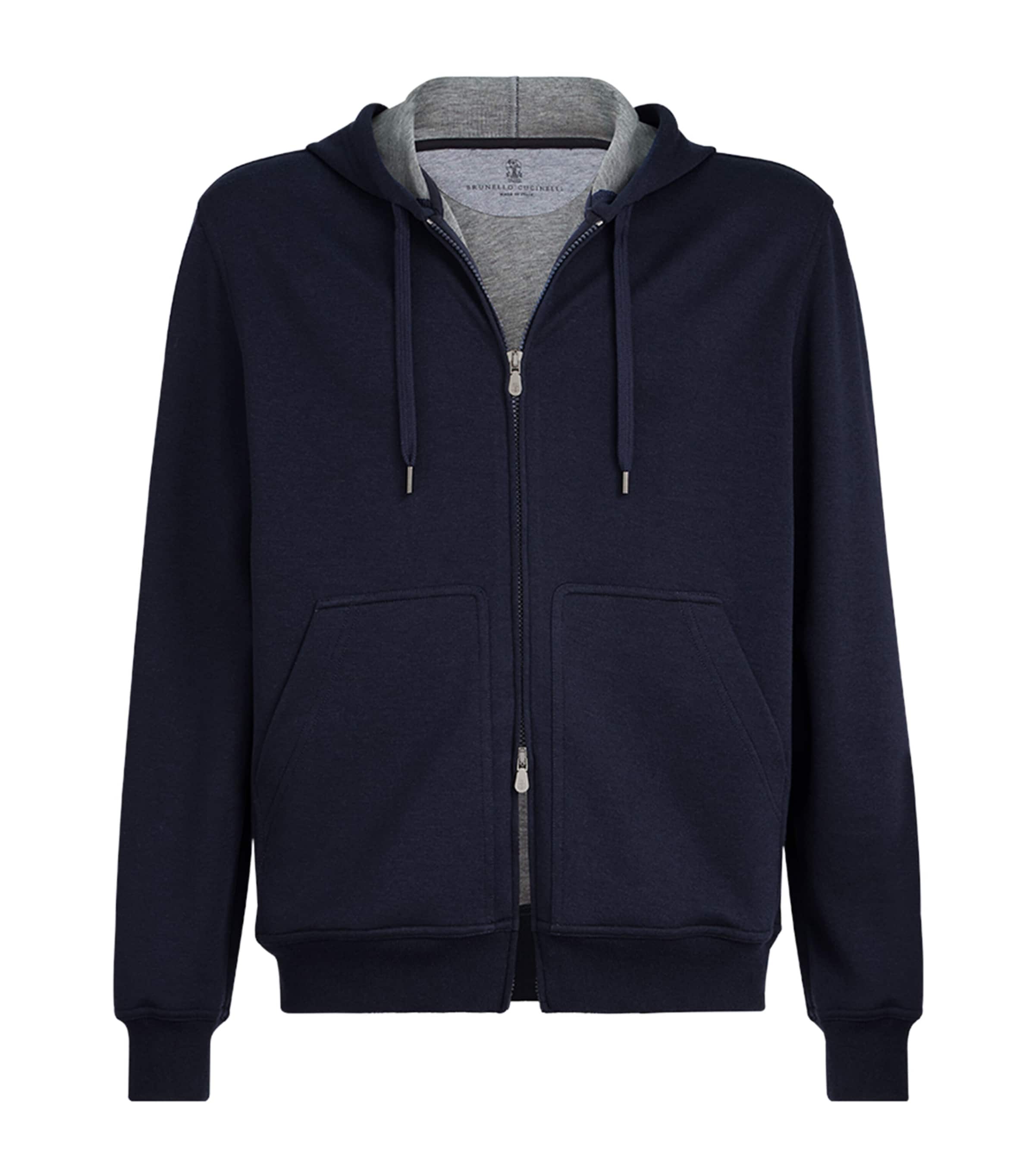 Brunello Cucinelli Mens French Terry Zip-Up Hoodie