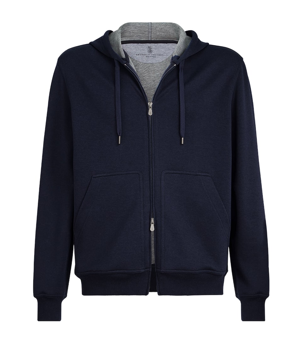 Brunello Cucinelli Mens French Terry Zip-Up Hoodie