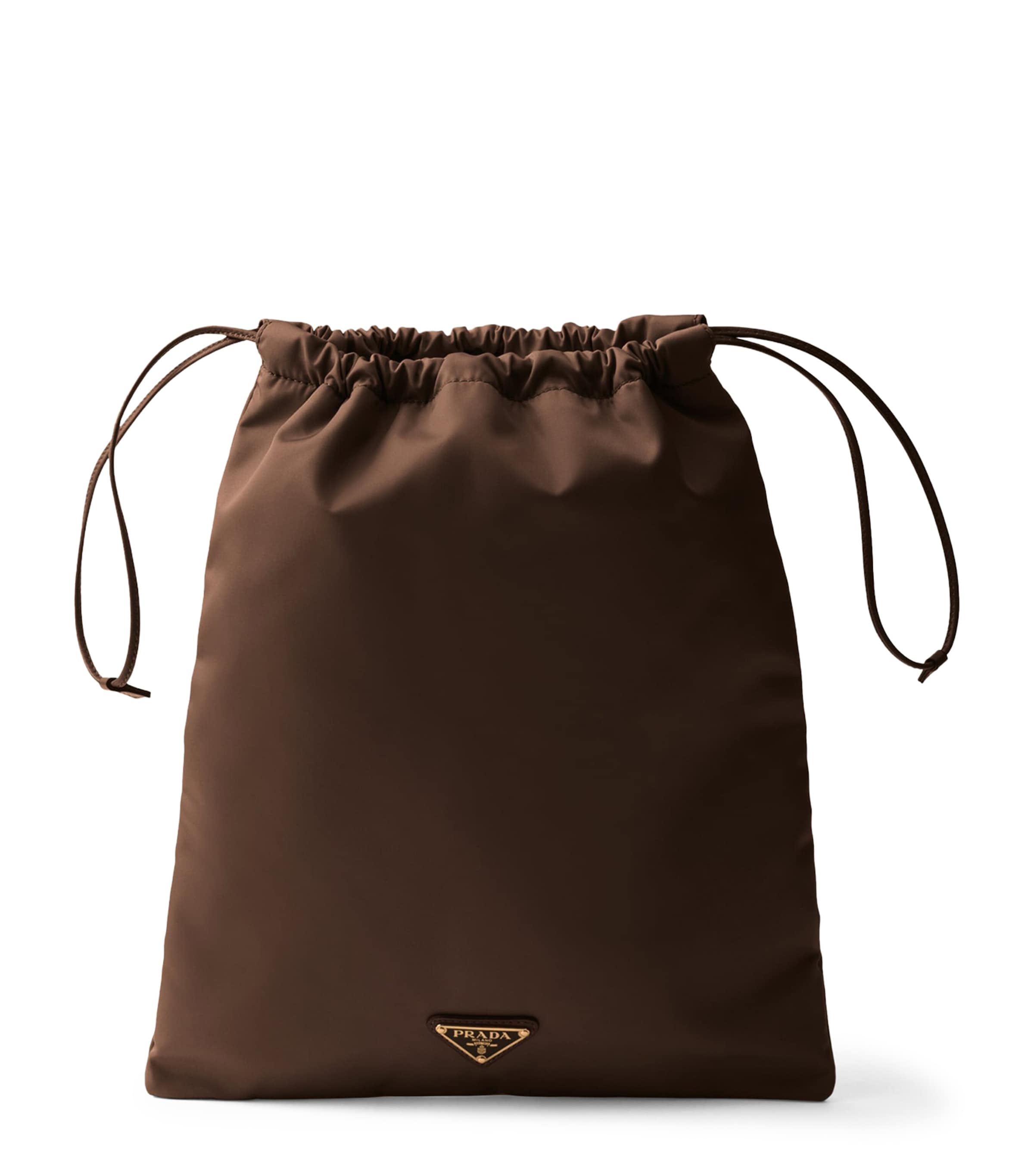 Prada Re-Nylon Drawstring Pouch Brown