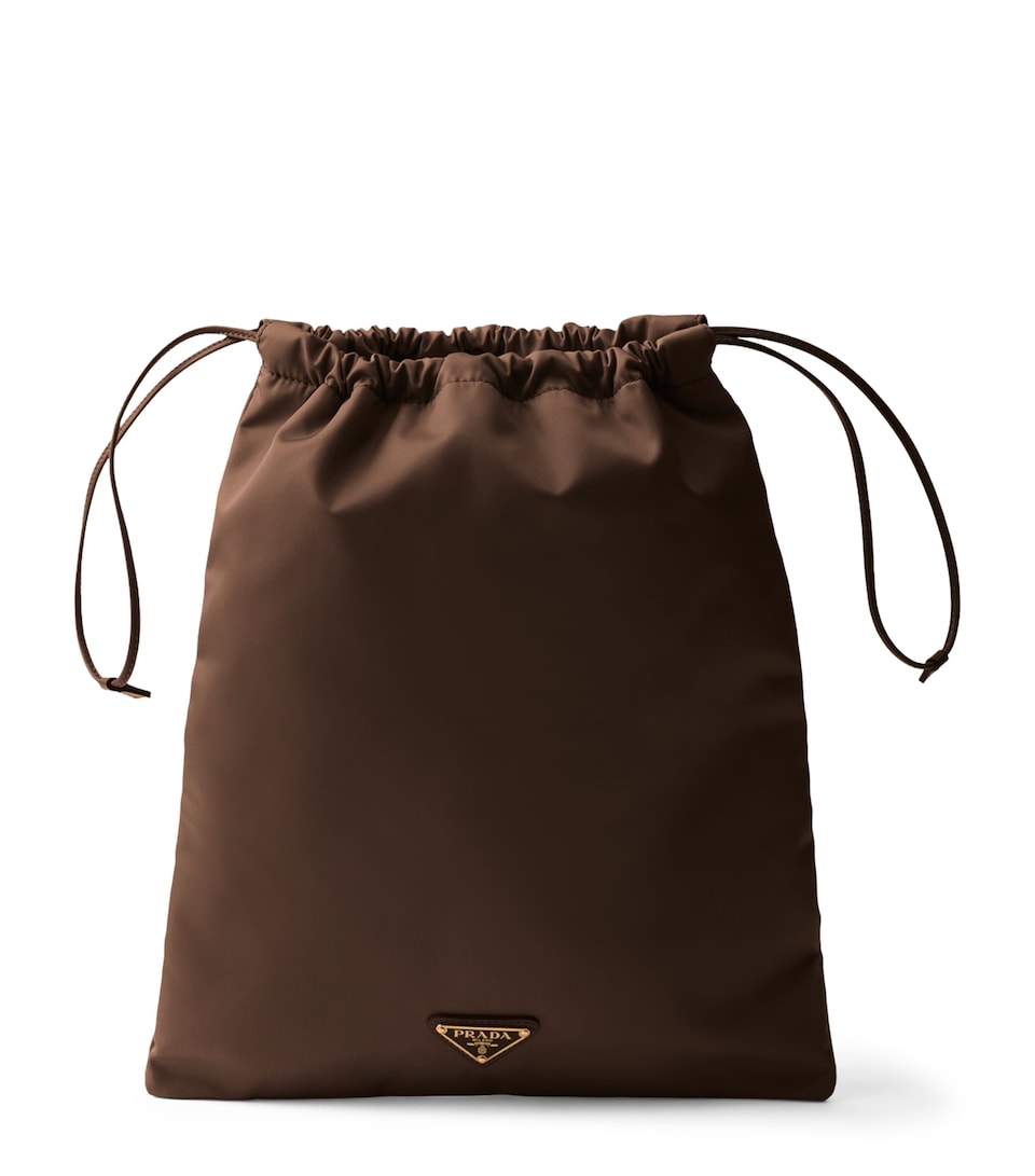 Prada Re-Nylon Drawstring Pouch Brown