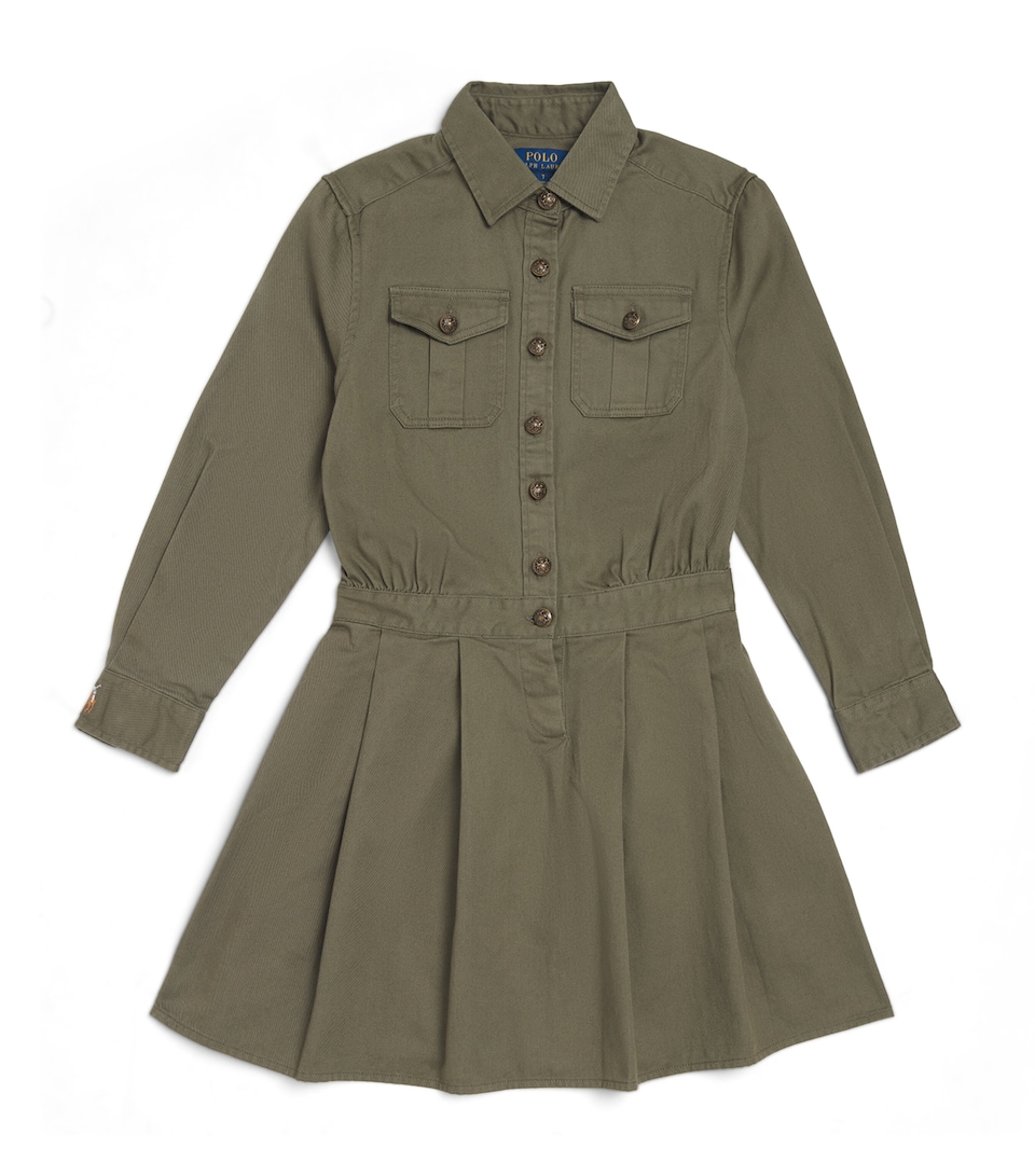 Ralph Lauren Kids Cotton Shirt Dress (7-16 Years) Cruise Olive
