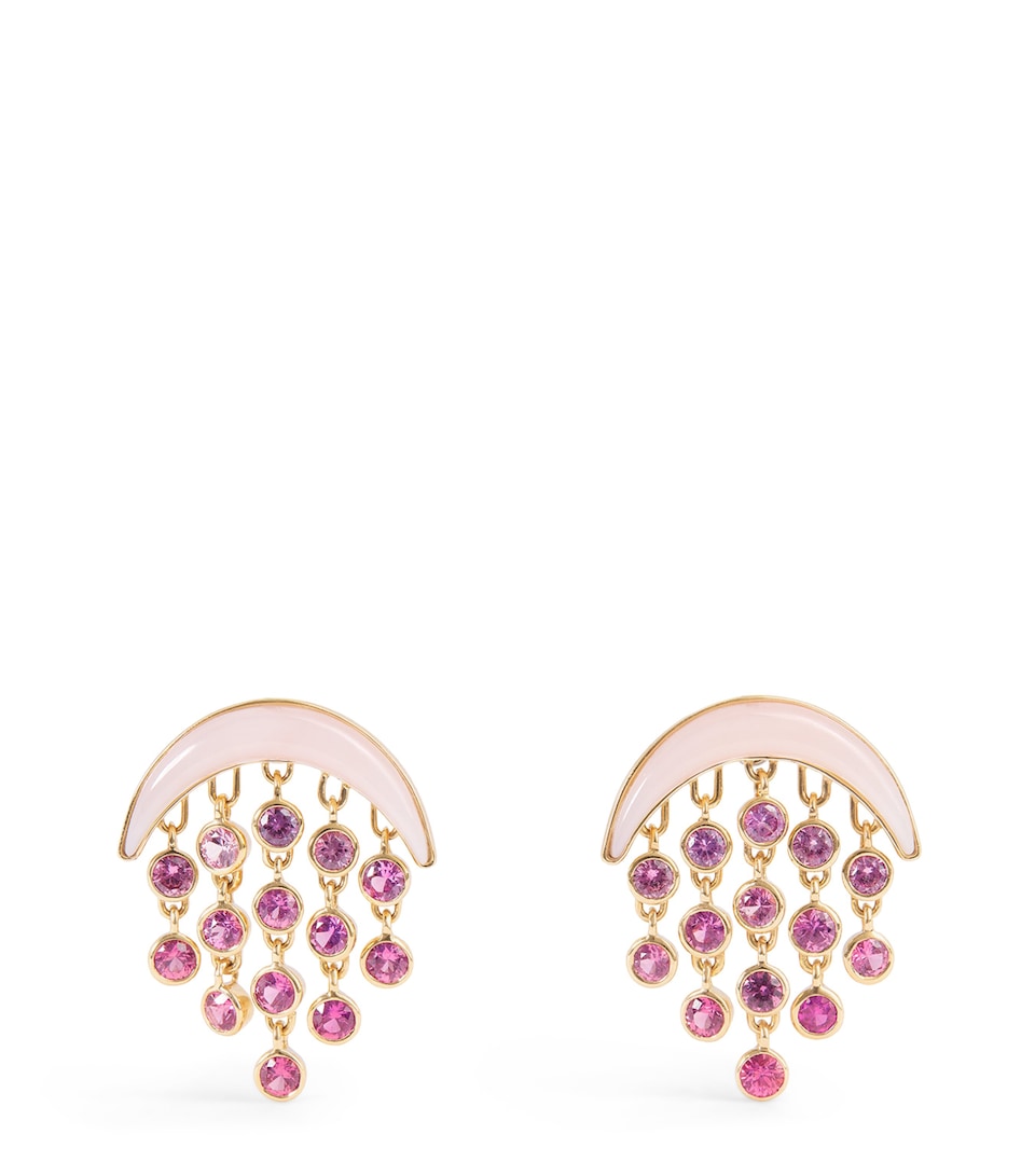 Yellow Gold, Sapphire and Opal Baby Fringe Earrings