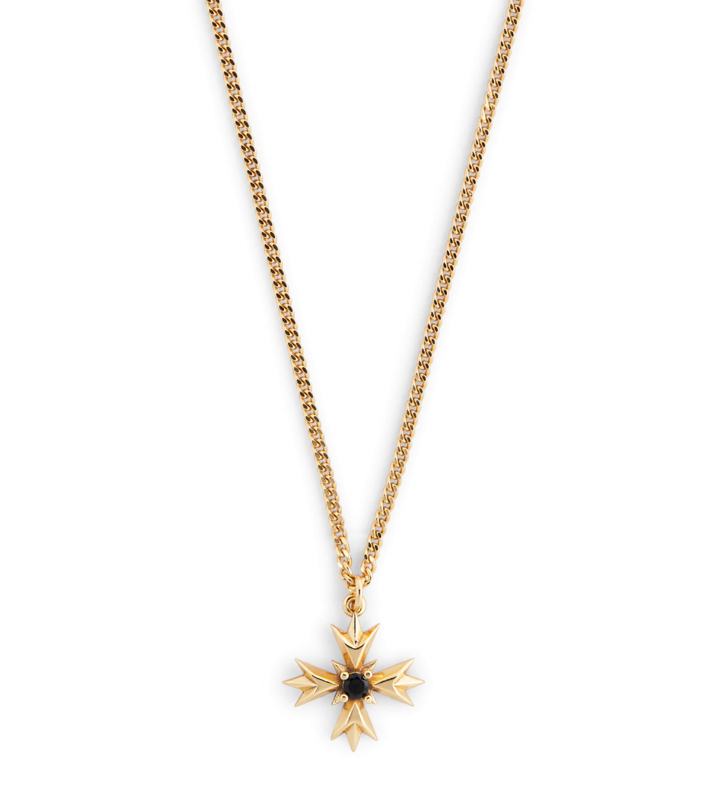 Gold-Plated Sterling Silver Crest and Crystal Necklace