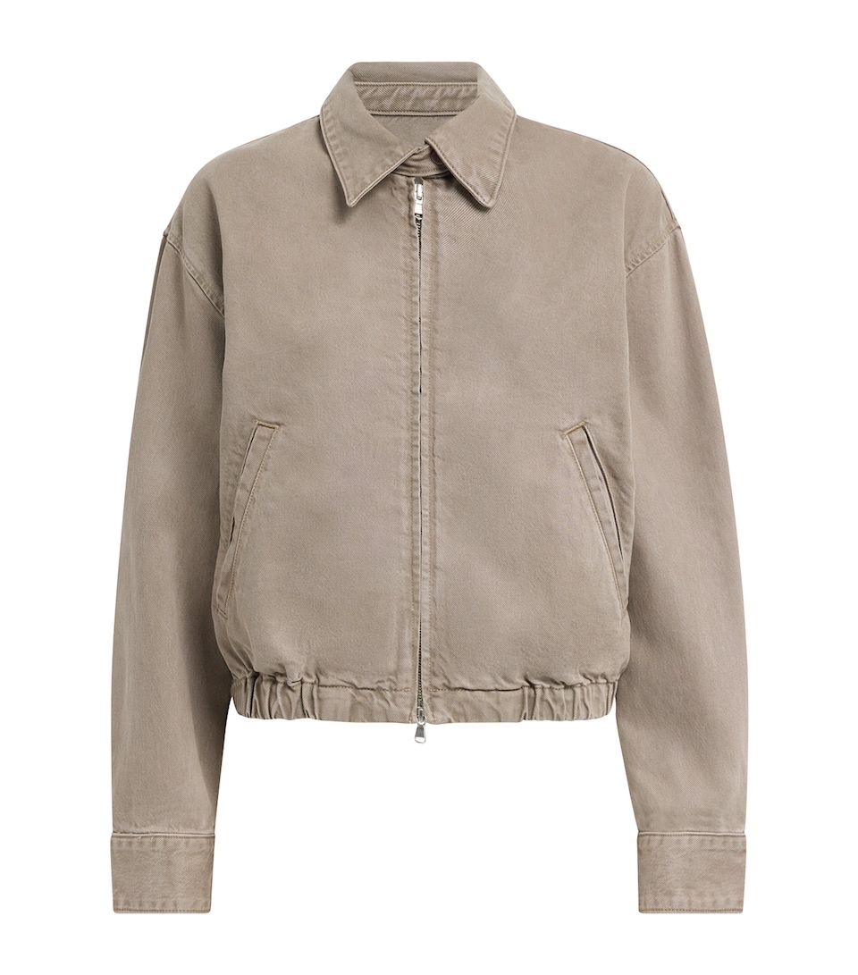 AGOLDE Womens Nile Denim Jacket Trail Md Grey Brown