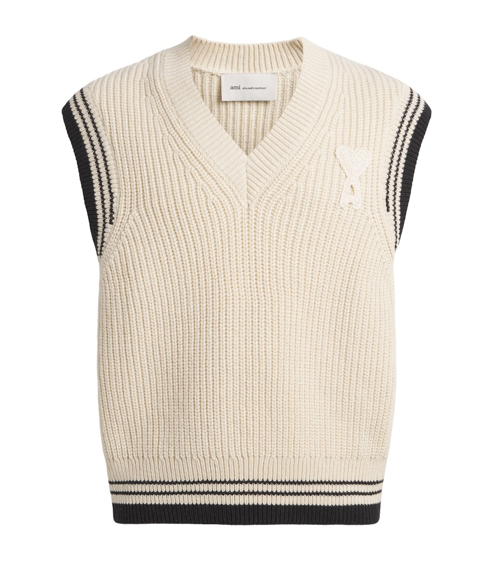Wool-Cotton Ami de Coeur Sweater Vest