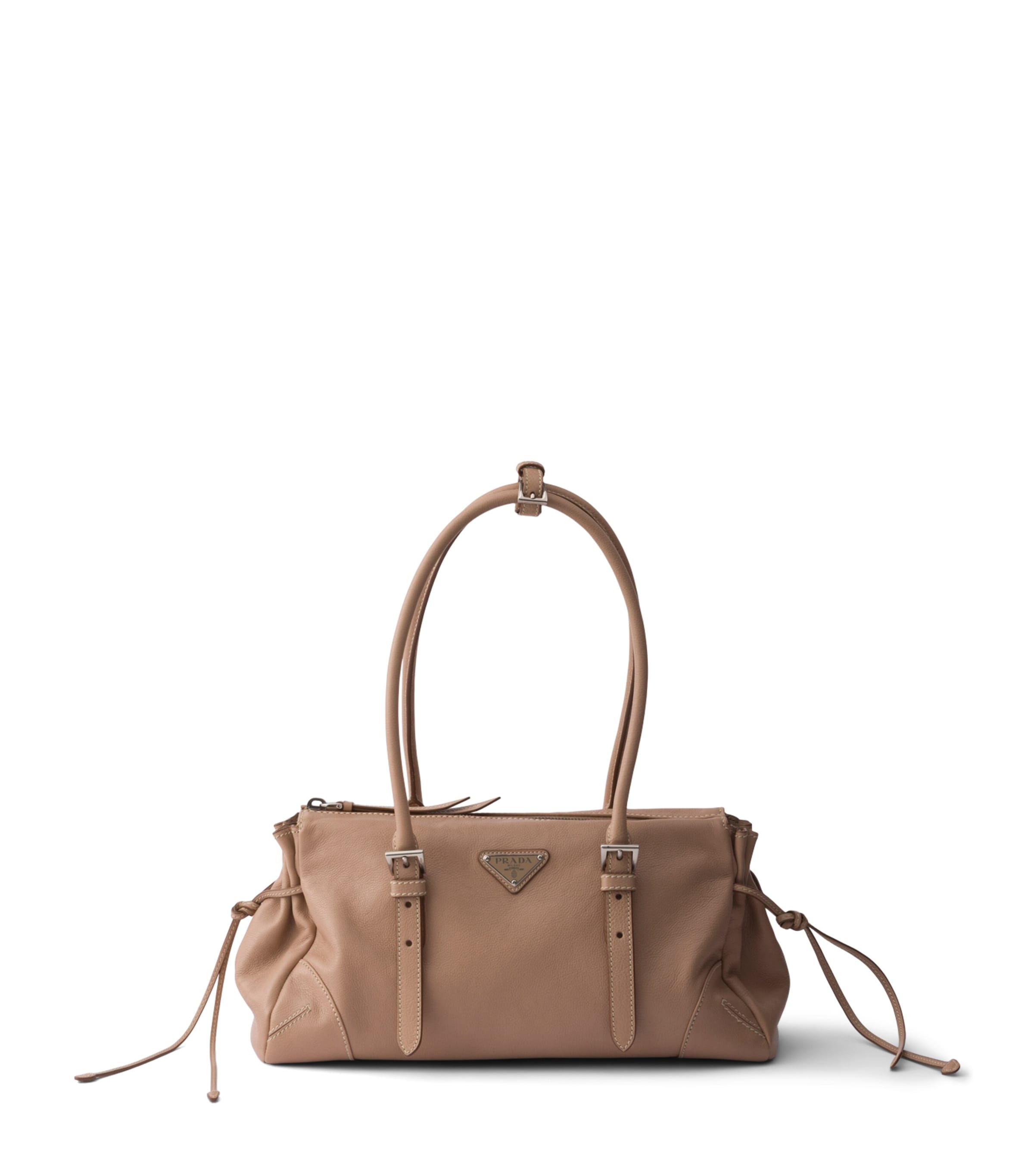 Prada Medium Leather Bonnie Top-Handle Bag Powder