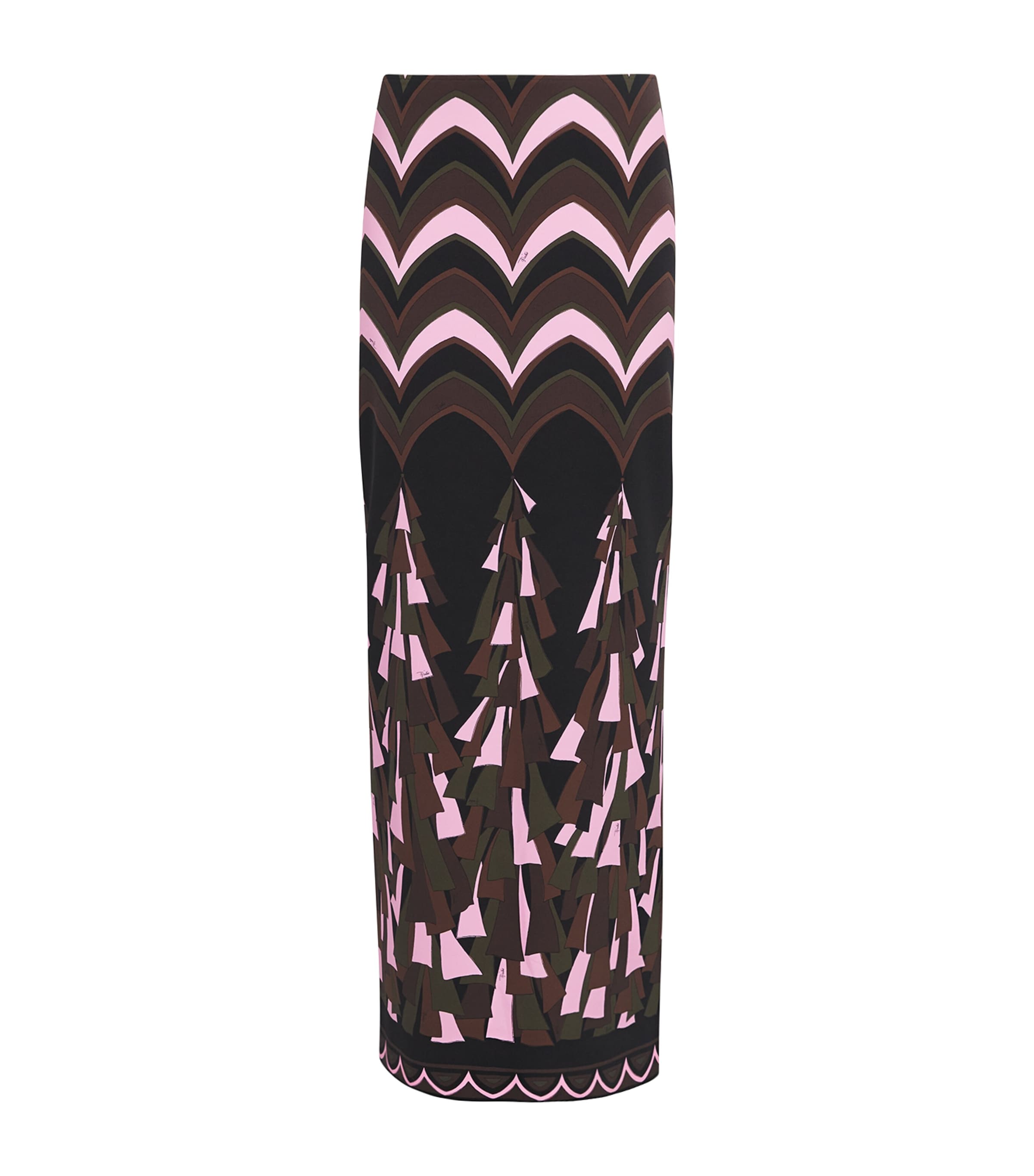 PUCCI Womens Baiadera Print Tecno Maxi Skirt Khaki Pink