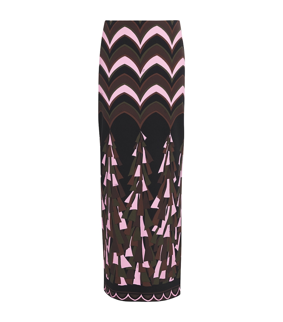 PUCCI Womens Baiadera Print Tecno Maxi Skirt Khaki Pink