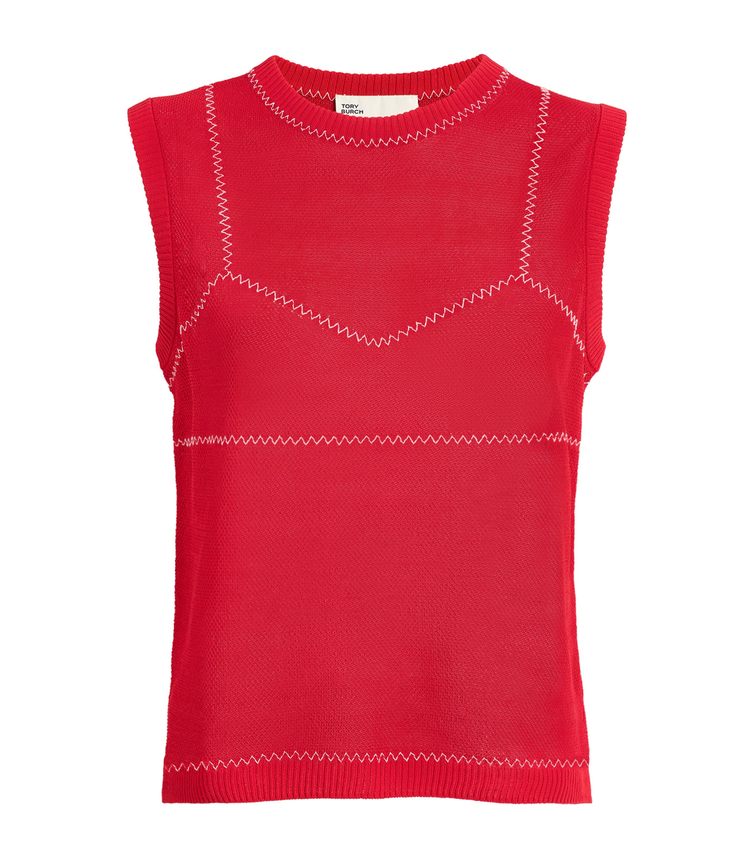 Tory Burch Womens Stitch Top Brght Red/wht