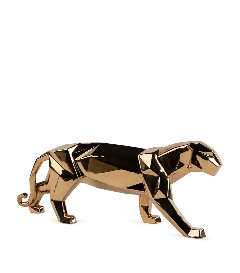Porcelain Golden Panther Figurine