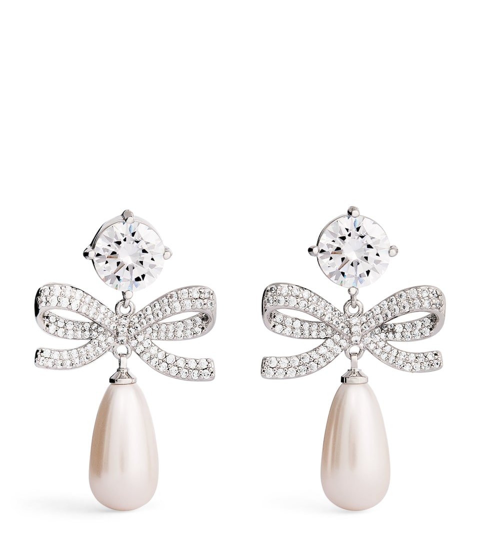 Crystal-Faux Pearl Teardrop Earrings