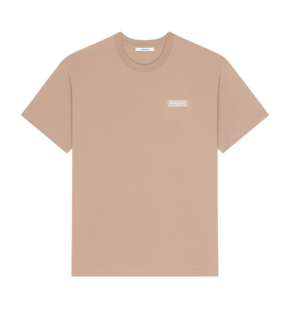 Givenchy Mens Cotton Embroidered T-Shirt Beige