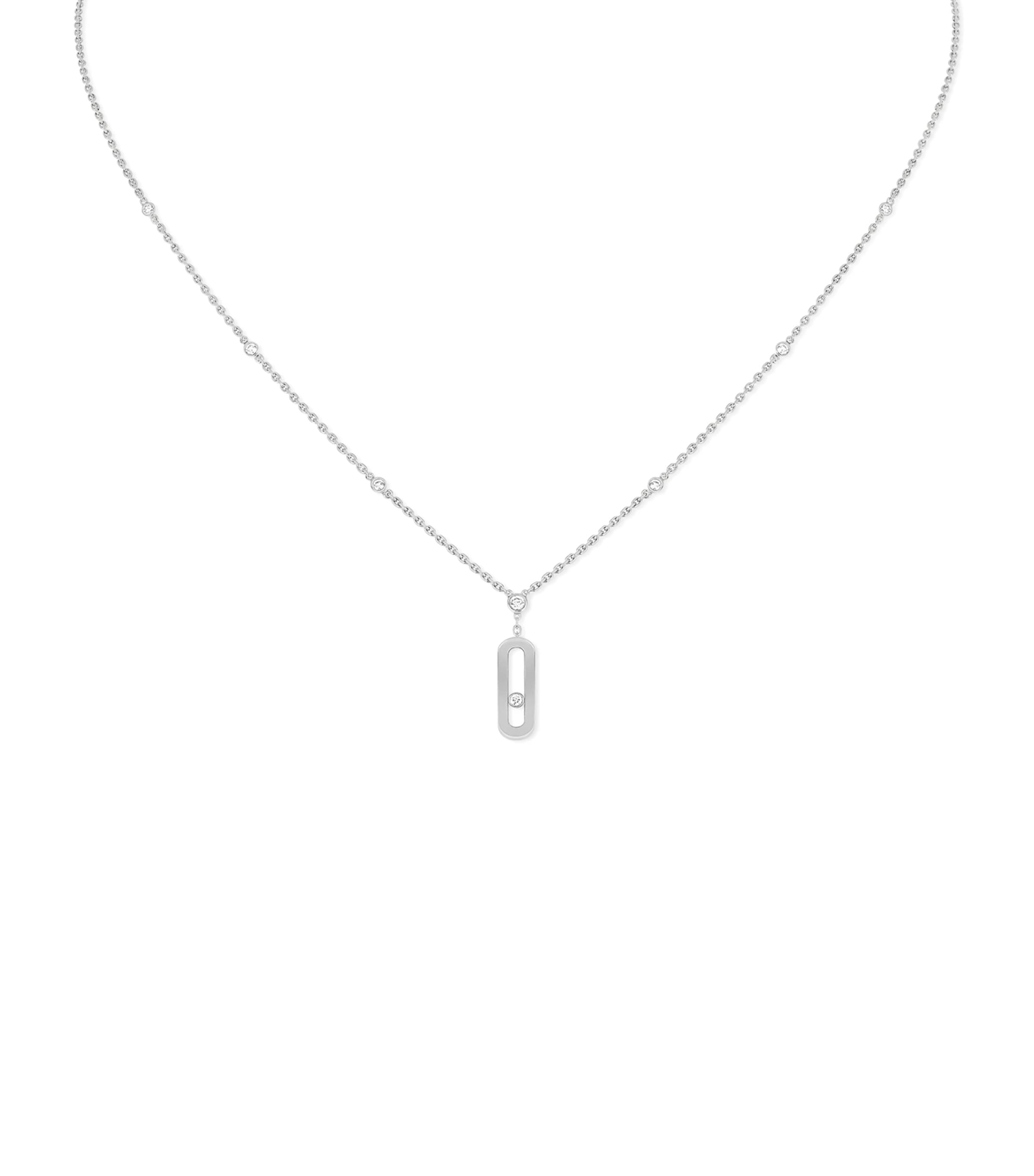 White Gold and Diamond Move Uno Necklace