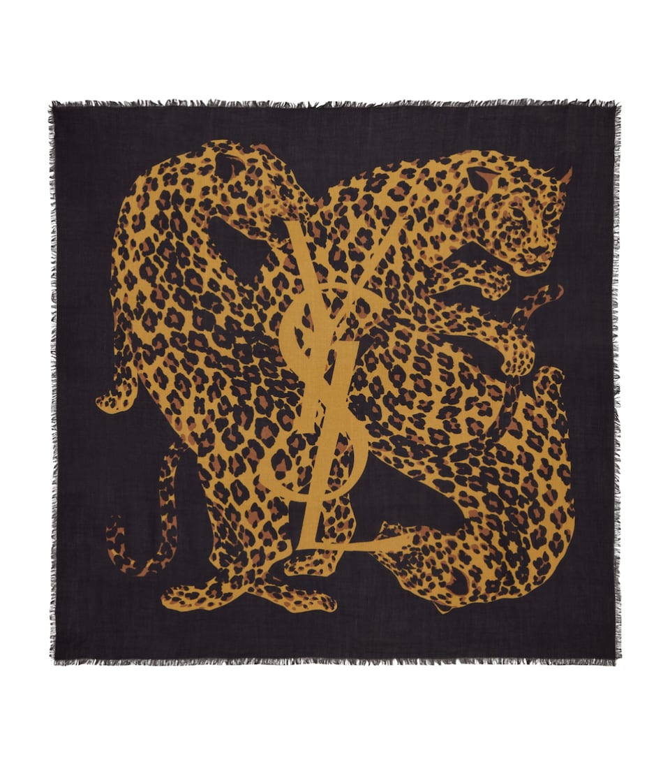 Saint Laurent Wool Leopard Cassandre Scarf