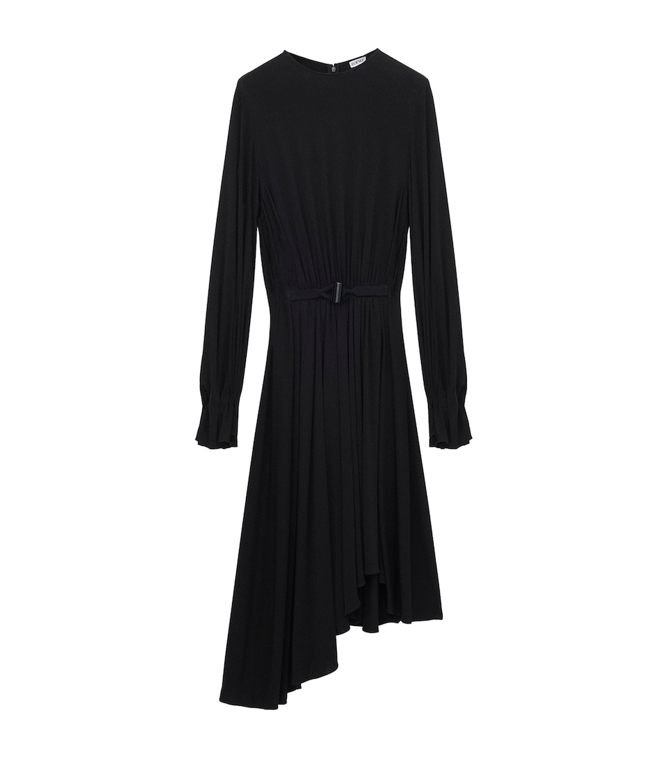 Draped Asymmetric Midi Dress