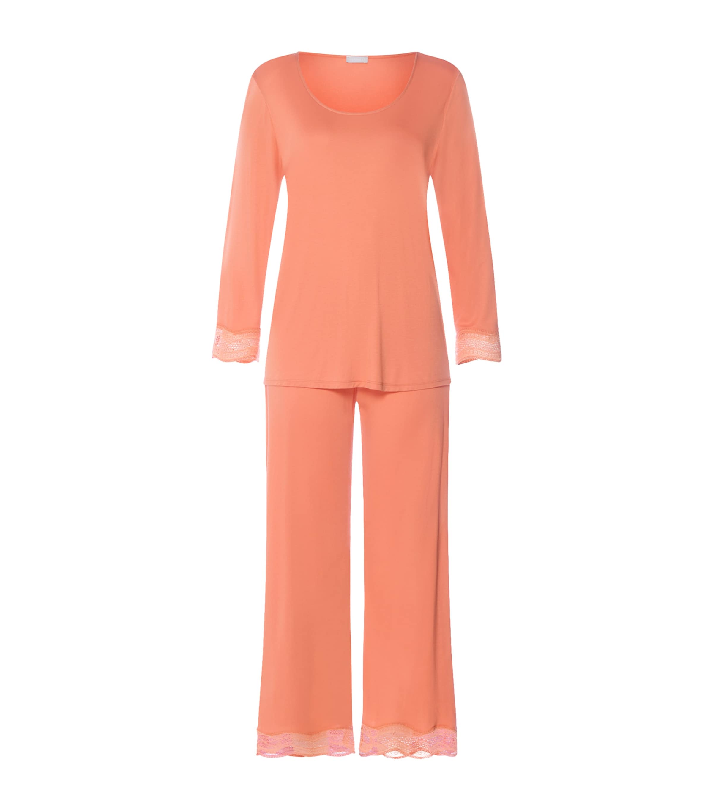 Hanro Womens Long Cira Pyjama Set Light Carnelian