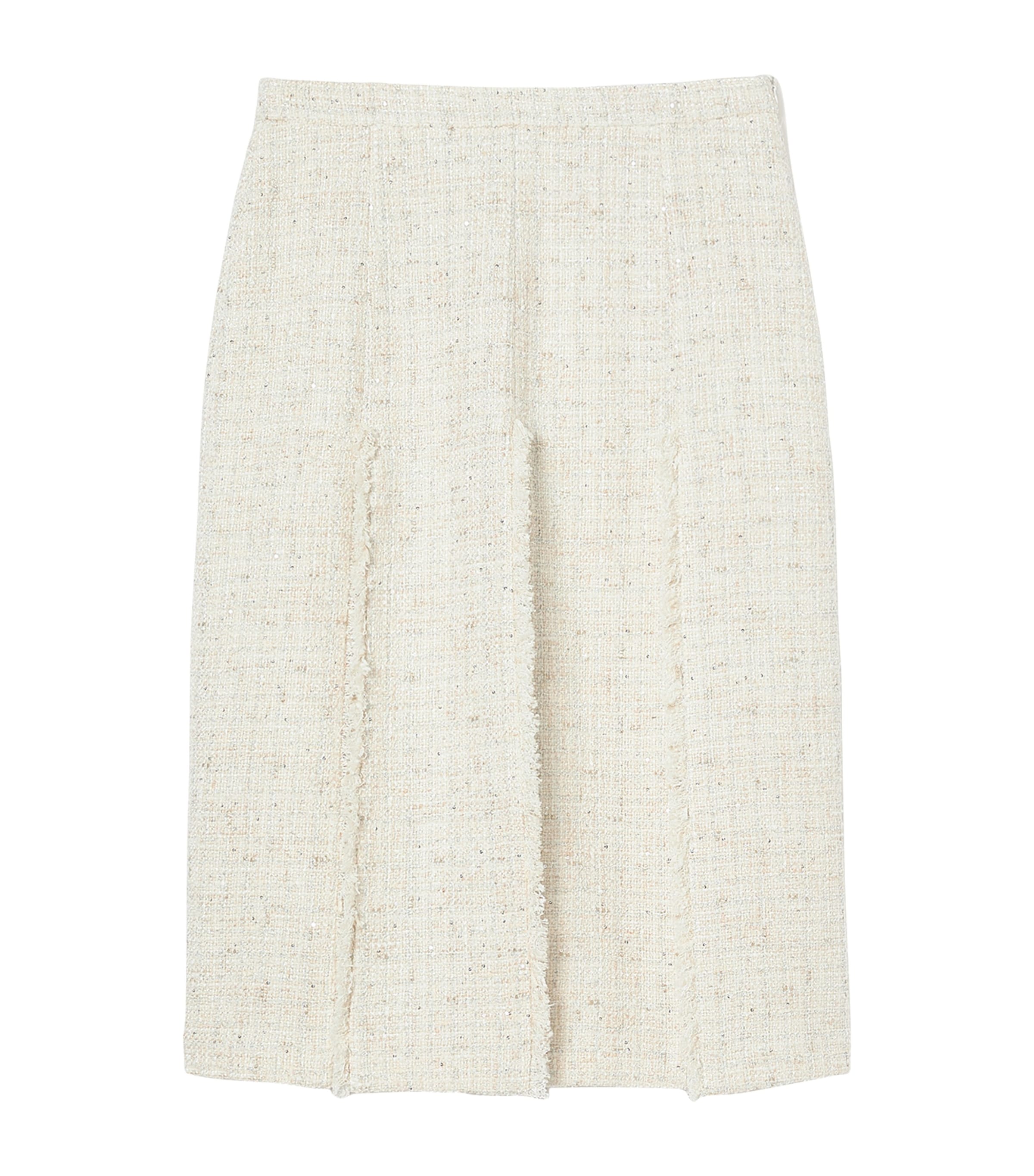Tweed Pleated Midi Skirt