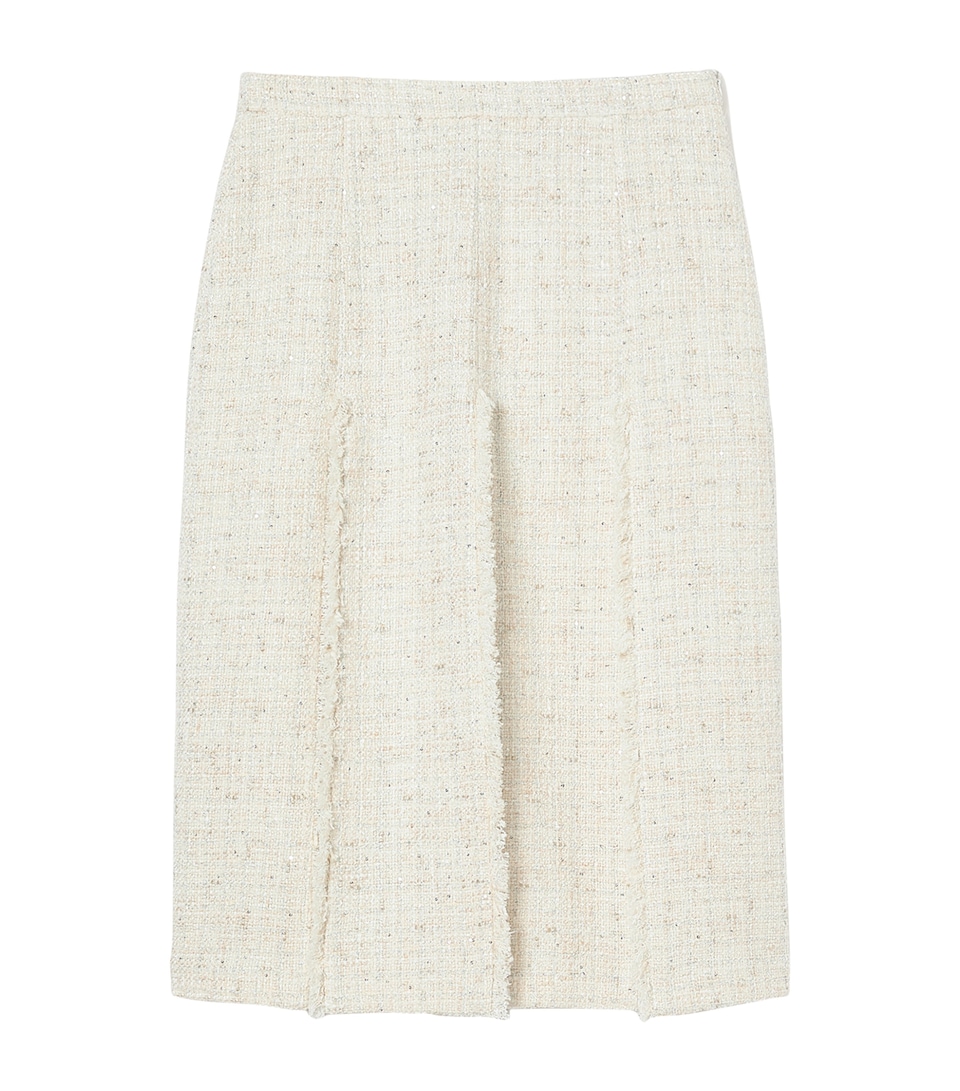 Tweed Pleated Midi Skirt