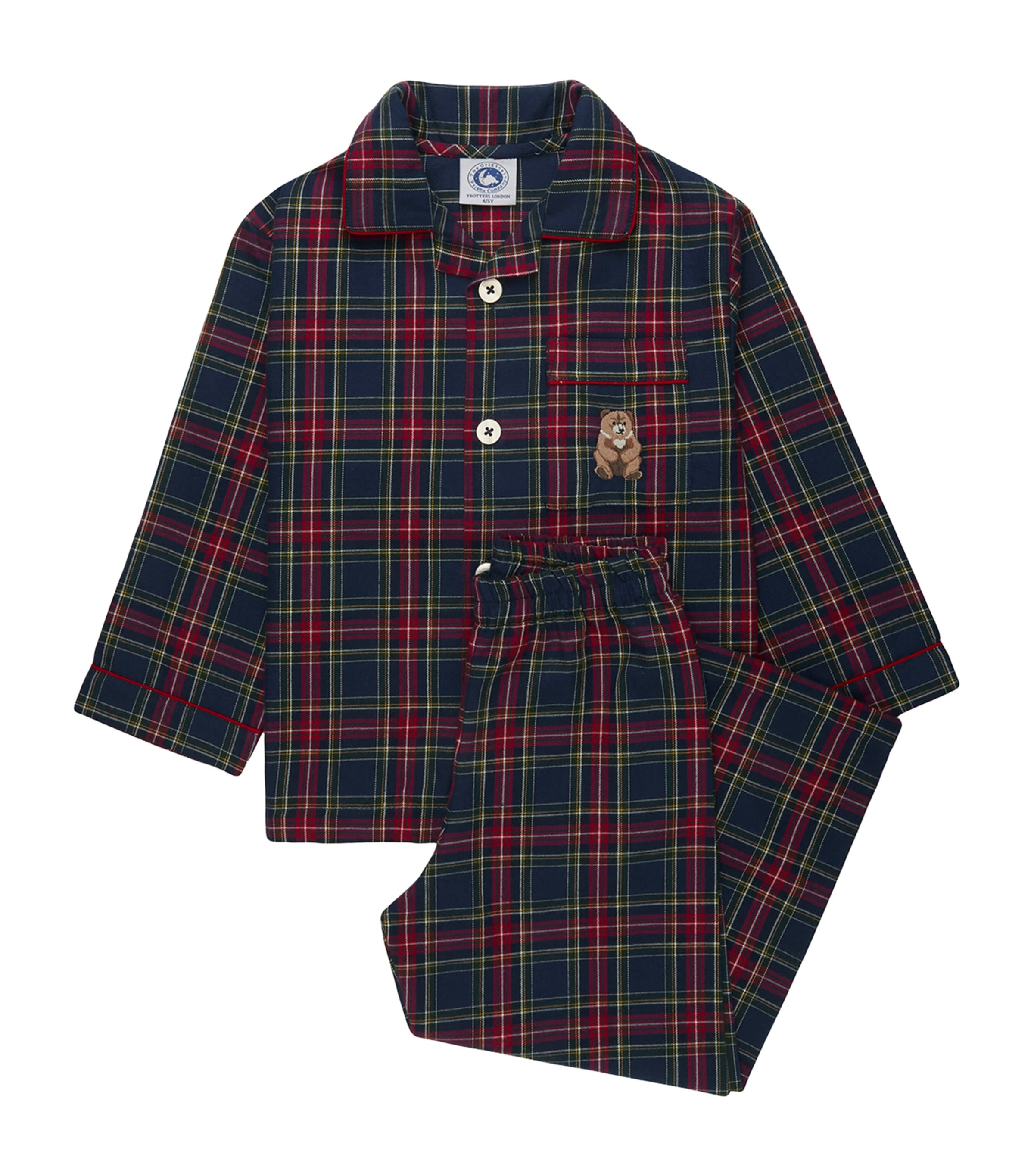Trotters Cotton Cosy Timothy Pyjama Set (1-5 Years) Navy Tartan